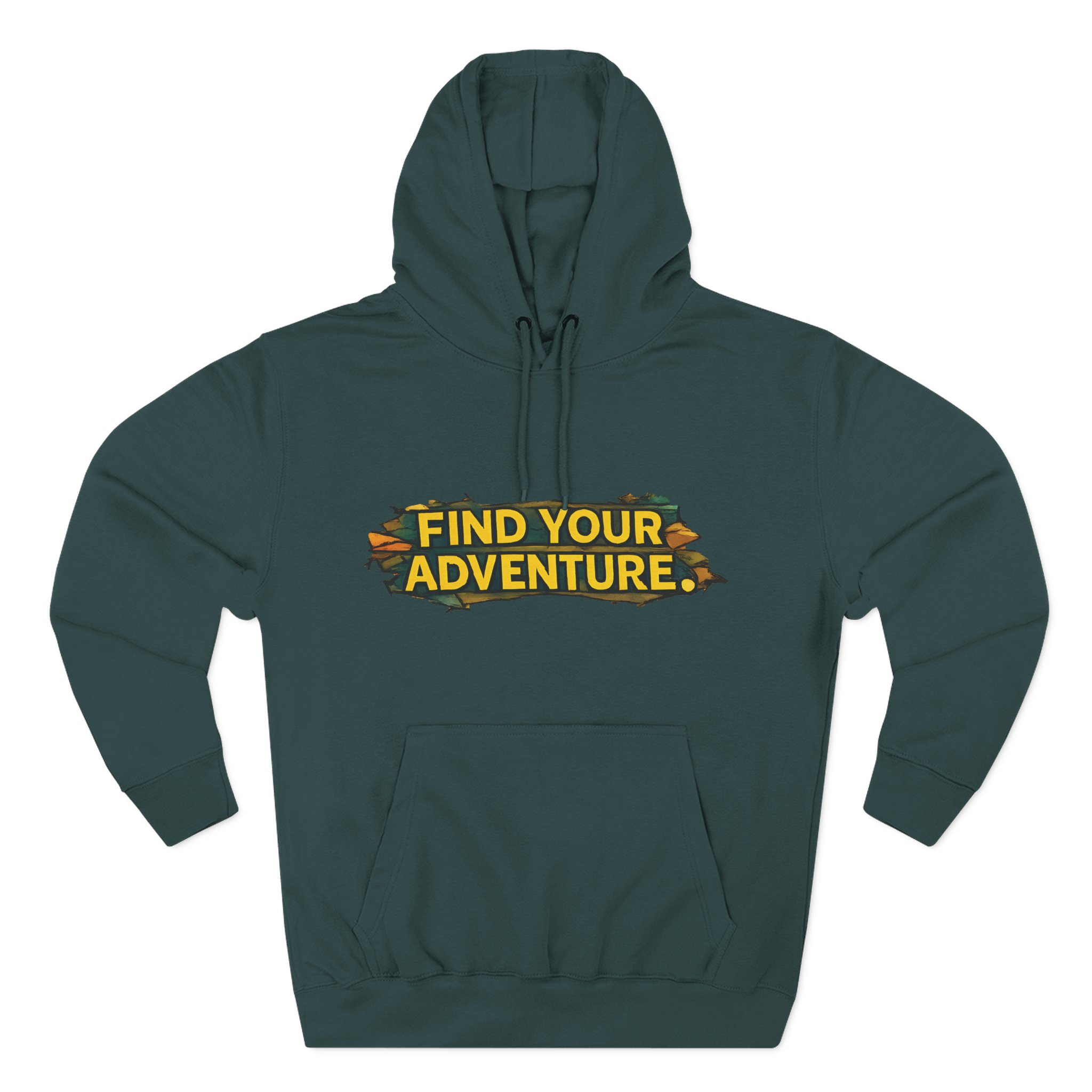 Three-Panel Fleece Hoodie - ""Find Your Adventure"" Design Cubic-Line