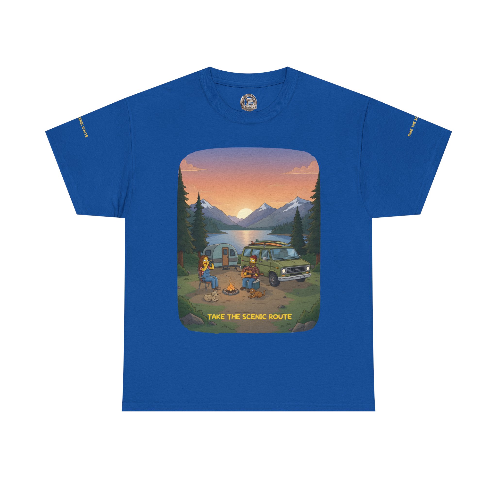 Unisex Heavy Cotton Tee — "Take The Scenic Route" Design Sitcom-Line