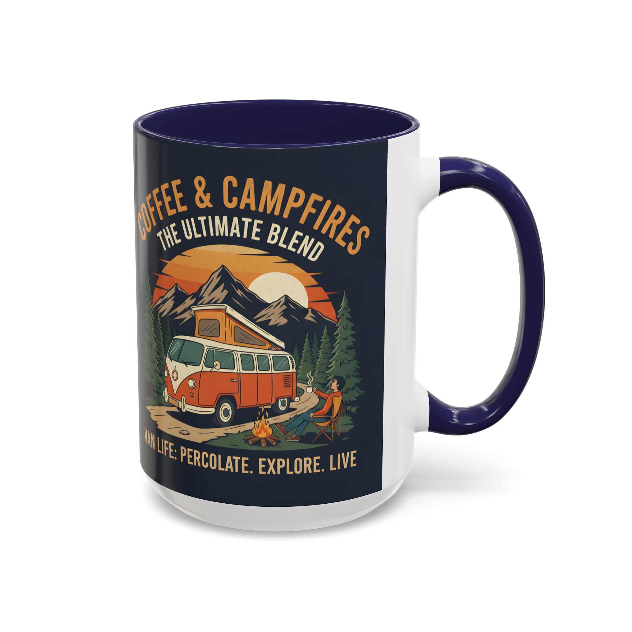 Accent Coffee Mug (11, 15oz) — "Coffee and campfires"