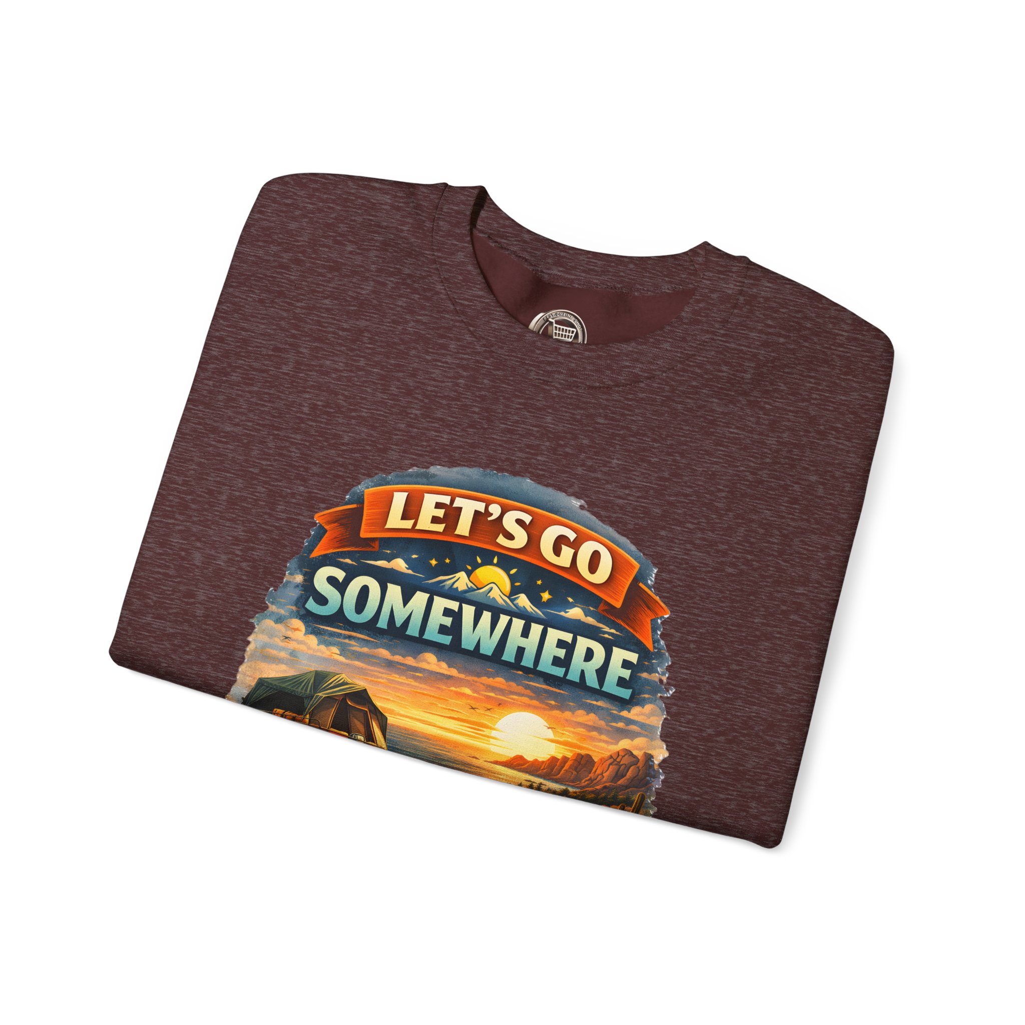 Unisex Heavy Blend™ Crewneck Sweatshirt — "Lets Go Somewhere" Design Scenic-Line