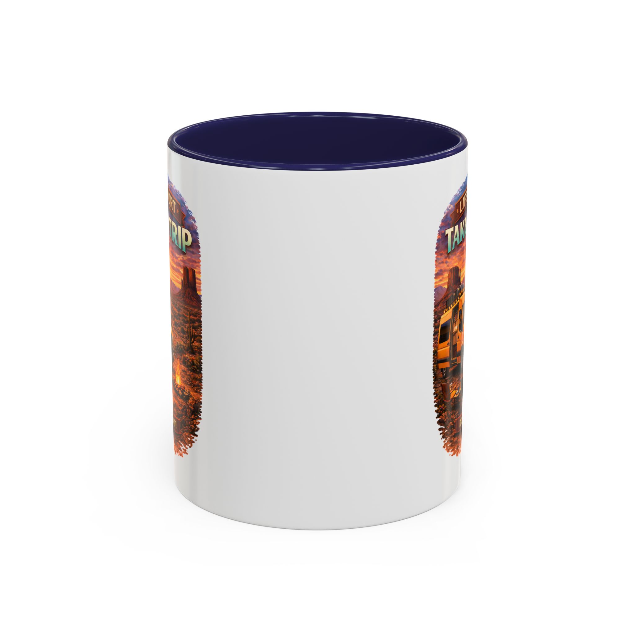 Accent Coffee Mug (11, 15oz) — "Live Is Short Take The Trip" Design Scenic-Line