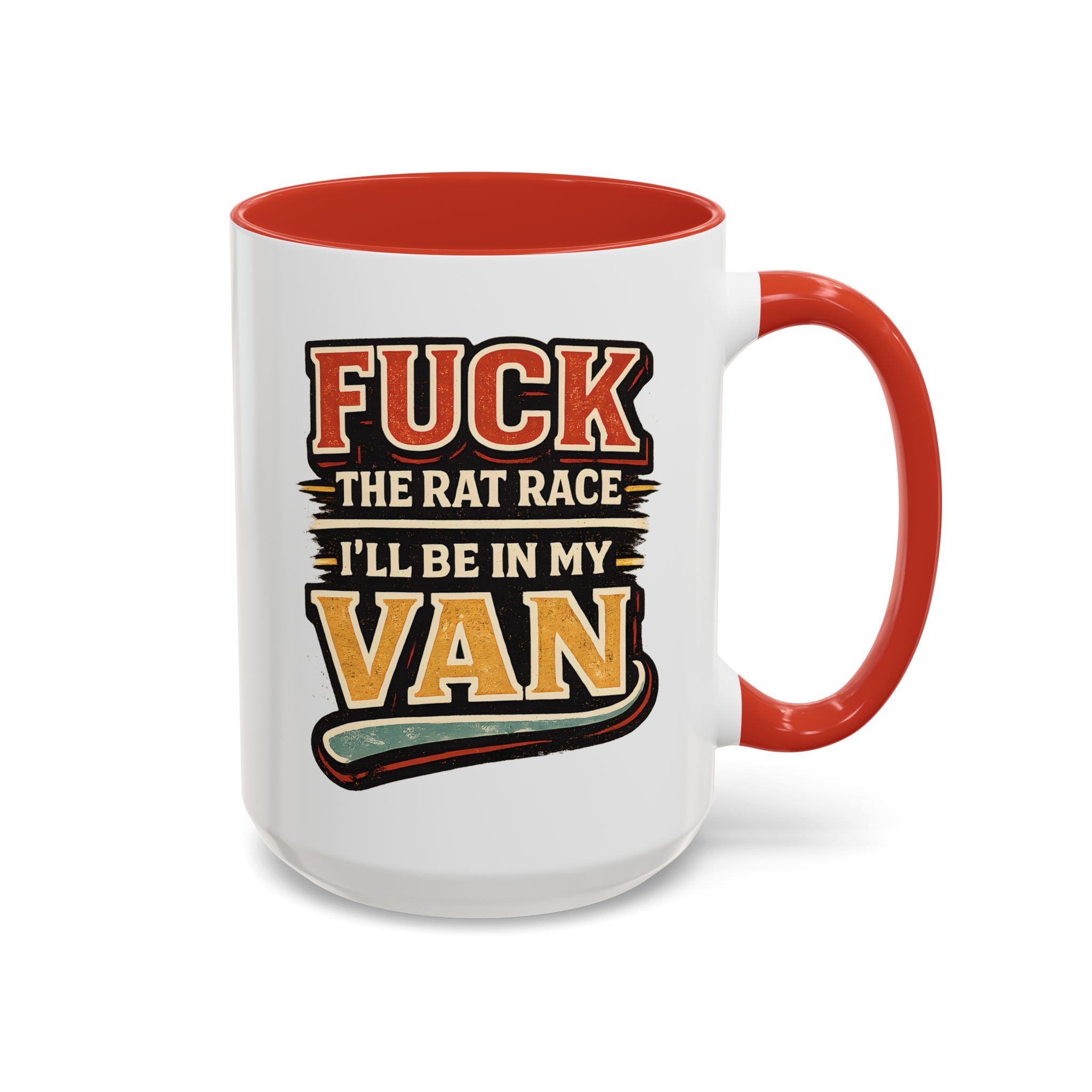 Accent Coffee Mug (11, 15oz) — "Fuck The Rat Race" Design F**K-Line
