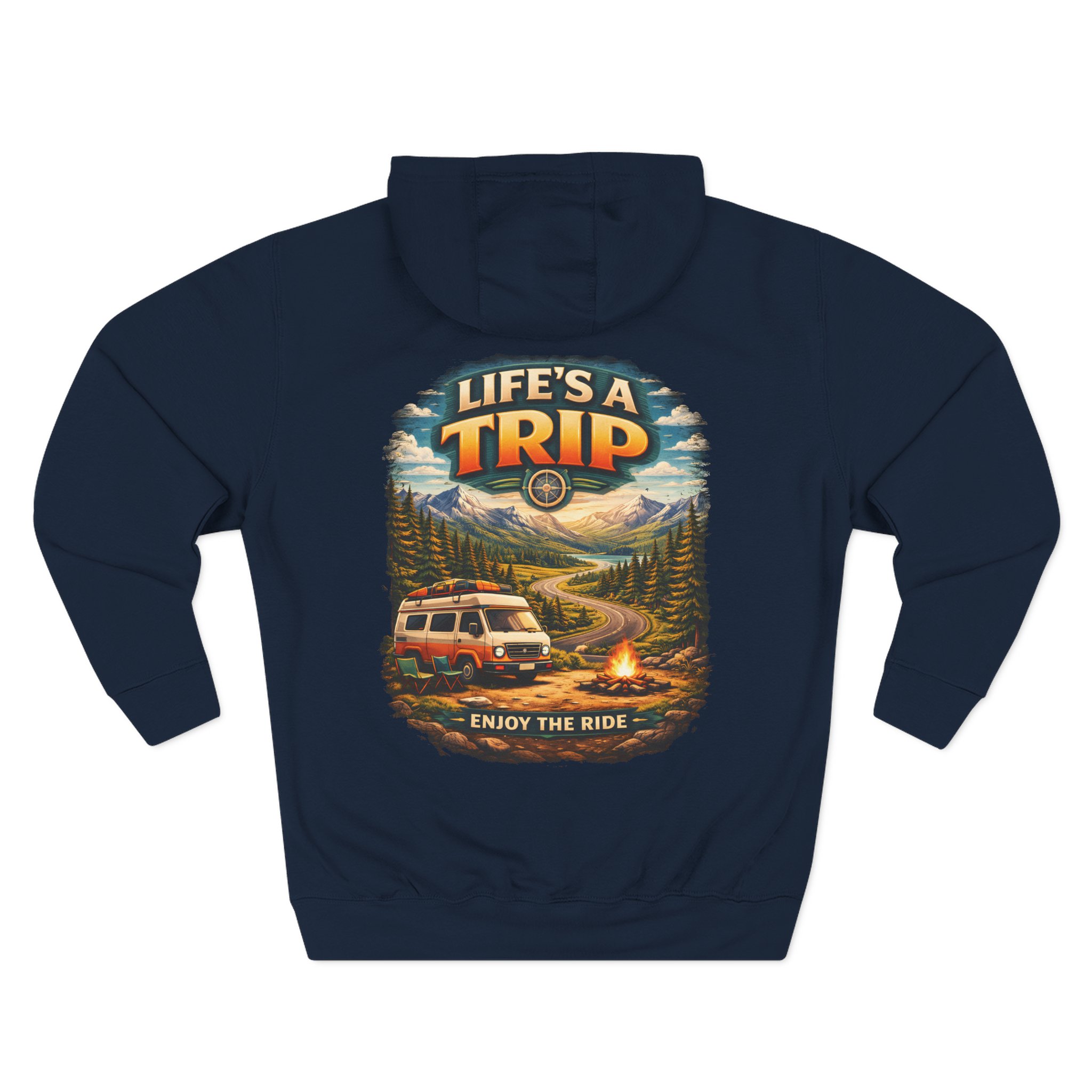 Three-Panel Fleece Hoodie - "Life s A Trip" Design Scenic-Line