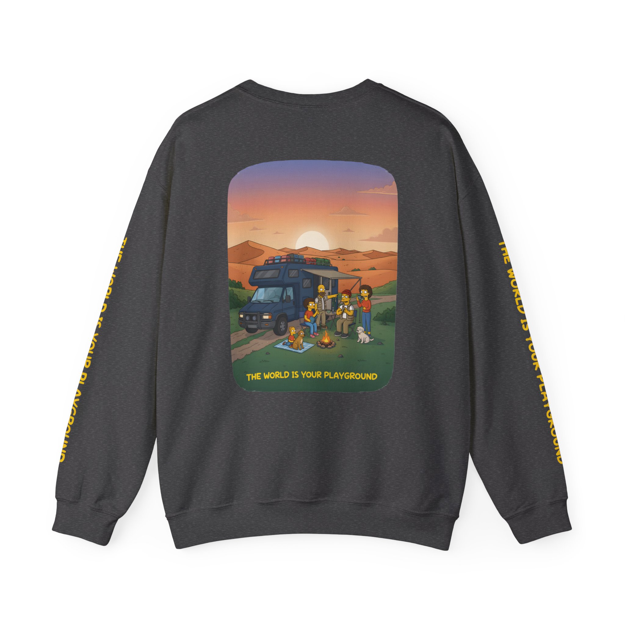 Unisex Heavy Blend™ Crewneck Sweatshirt — "The World Is Your playground" Design Sitcom-Line