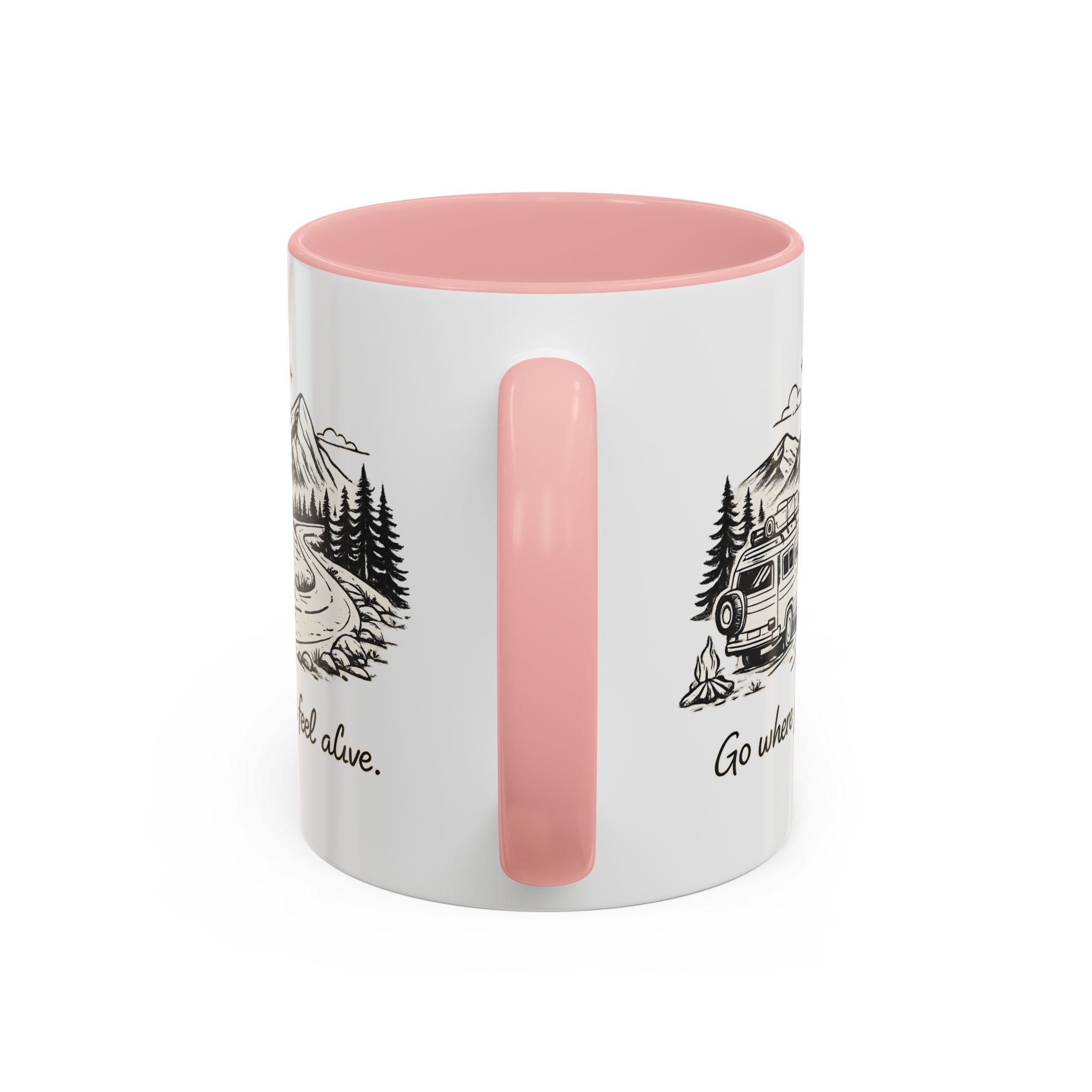 Accent Coffee Mug (11, 15oz) — "Go Where You Feel Alive" Design Minimal-Line