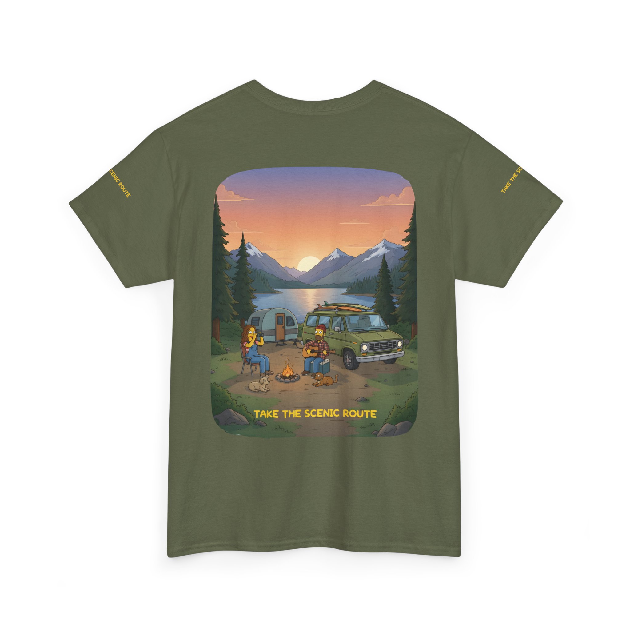 Unisex Heavy Cotton Tee — "Take The Scenic Route" Design Sitcom-Line