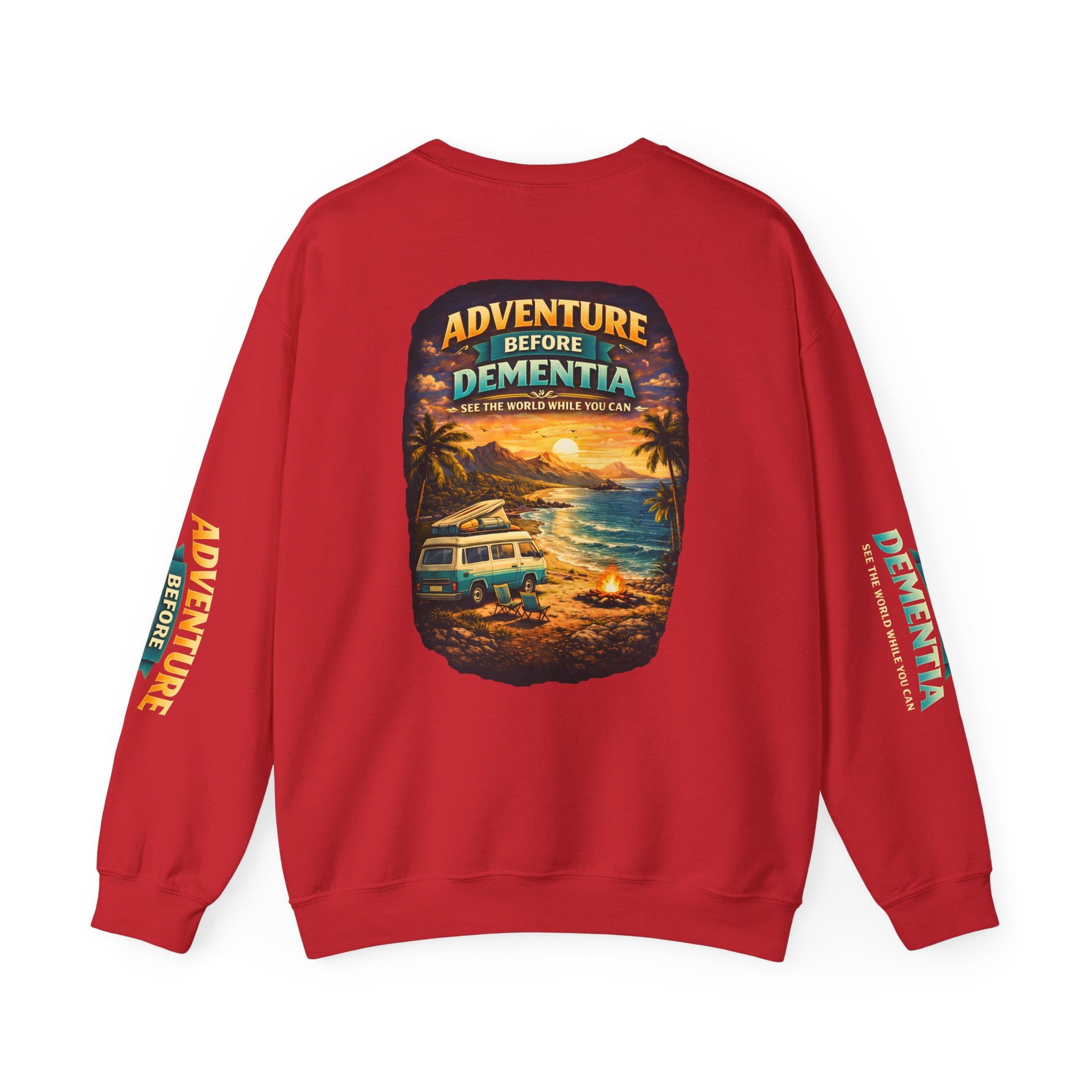 Unisex Heavy Blend™ Crewneck Sweatshirt — "Adventure Before Dementia" Design Scenic-Line