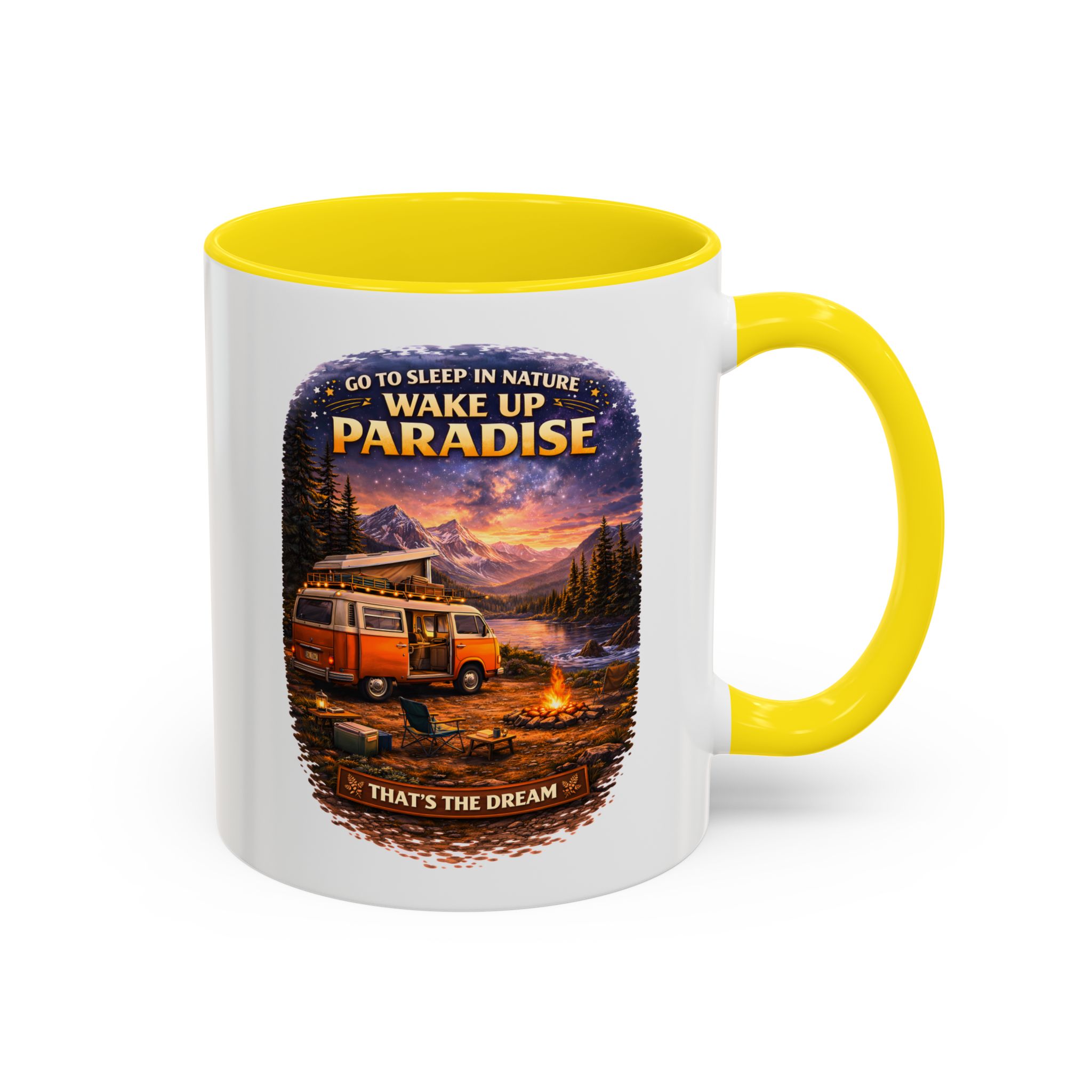 Accent Coffee Mug (11, 15oz) — "Go to Sleep in Nature" Design Scenic-Line