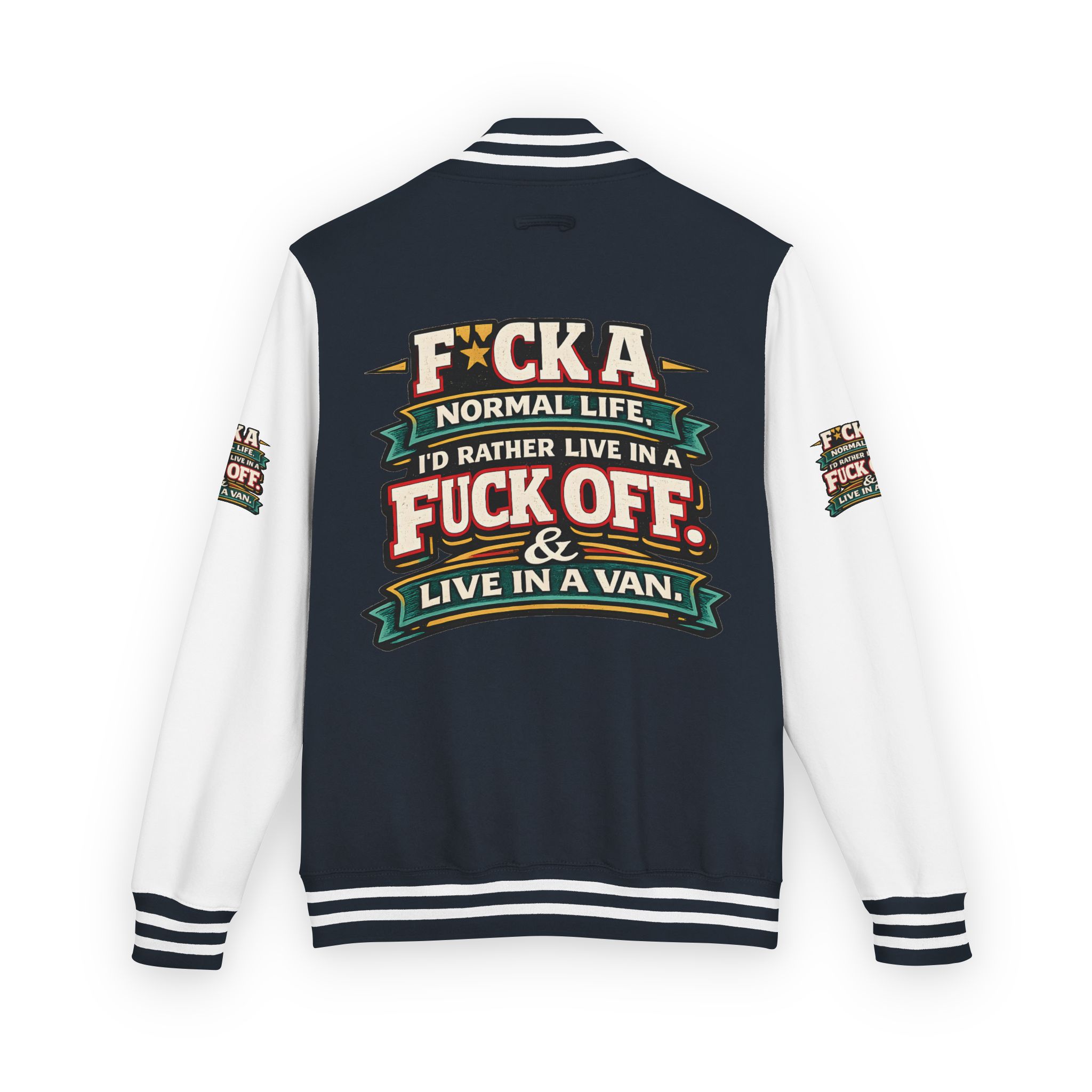 Unisex Heavyweight Letterman Jacket — "Fuck A Normal Life" Design F**K-Line