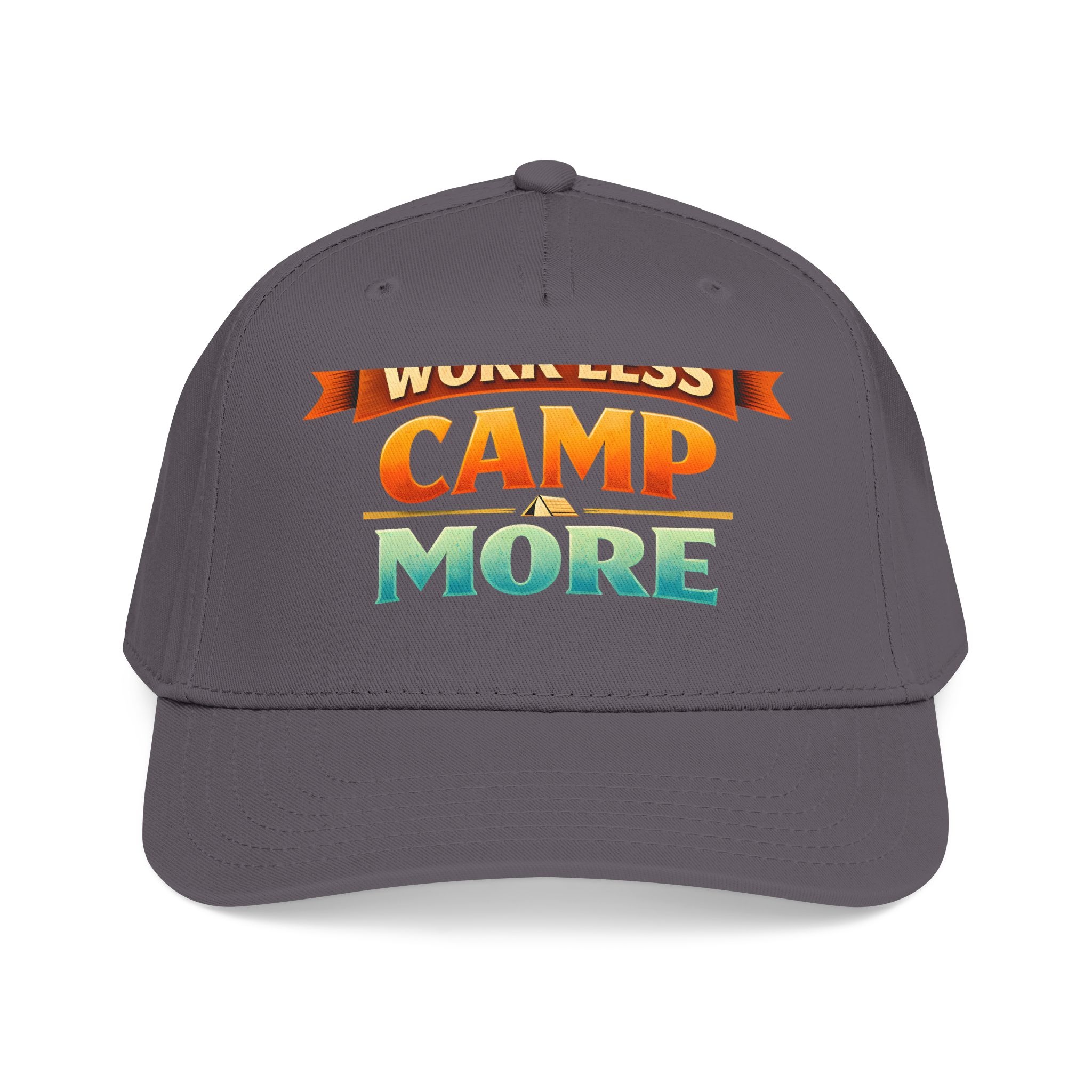 Baseball Cap - "Work Less-Camp More" Design Scenic-Line