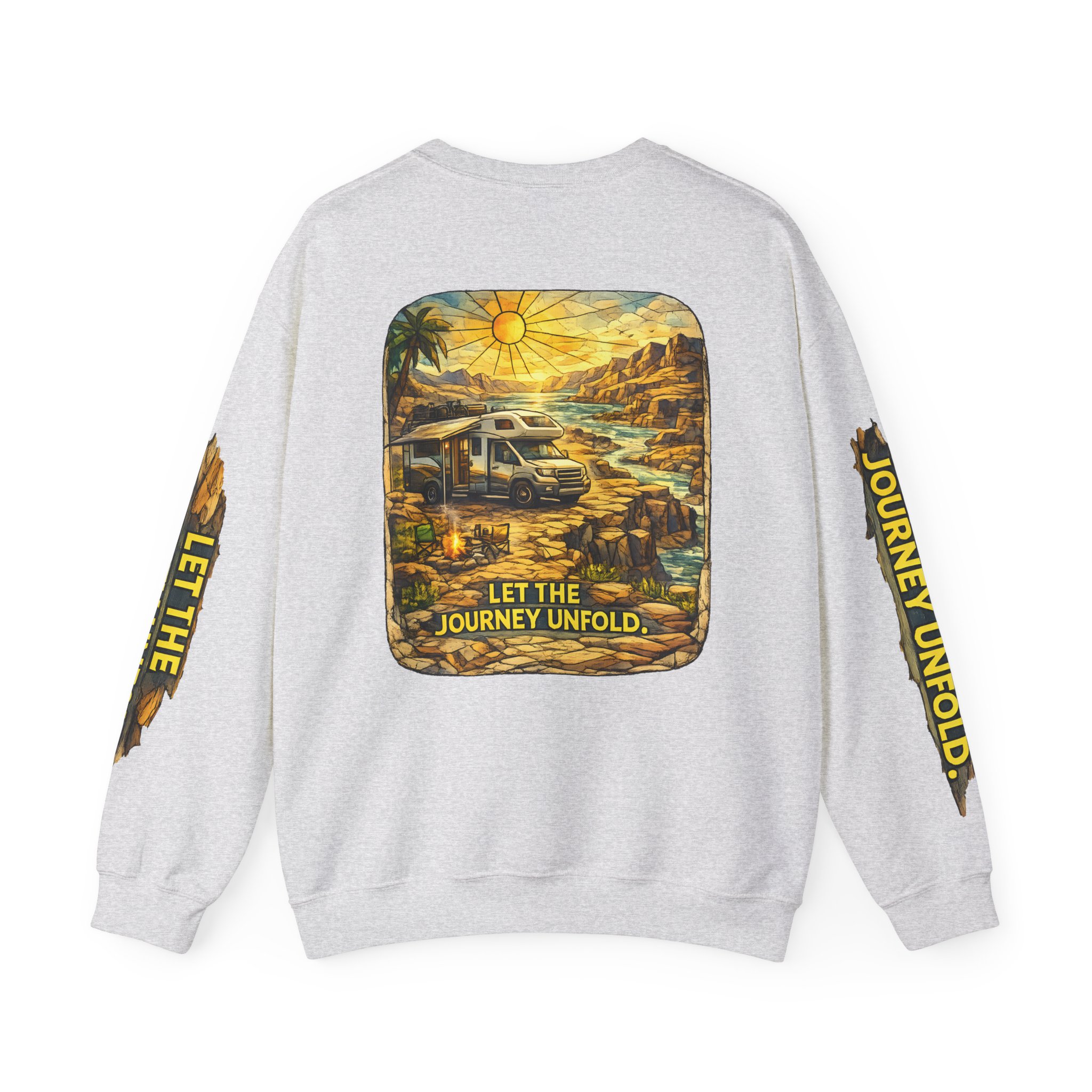 Unisex Heavy Blend™ Crewneck Sweatshirt — "Let The Journey Unfold" Design Cubic-Line