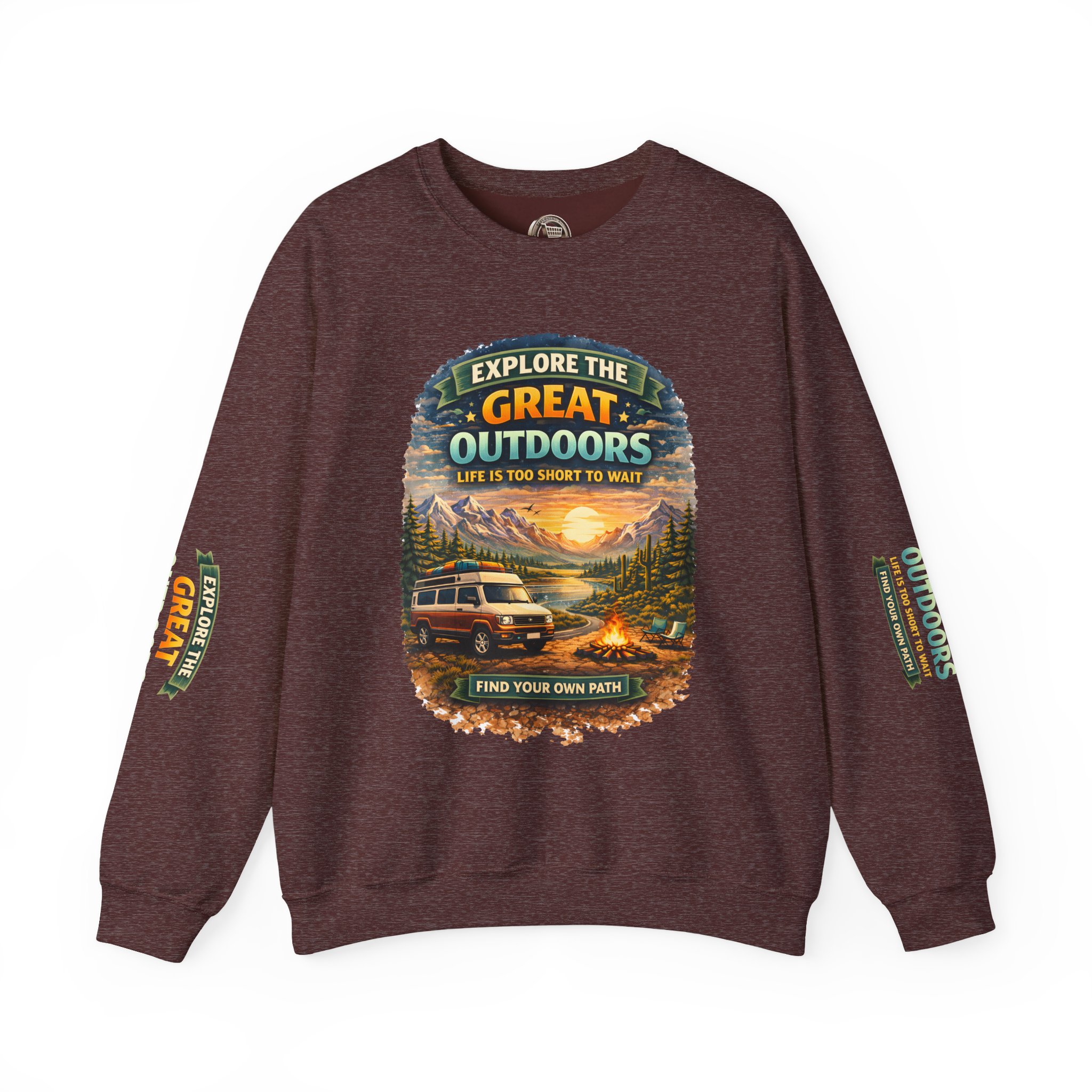 Unisex Heavy Blend™ Crewneck Sweatshirt — "Explore The Great Outdoors" Design Scenic-Line