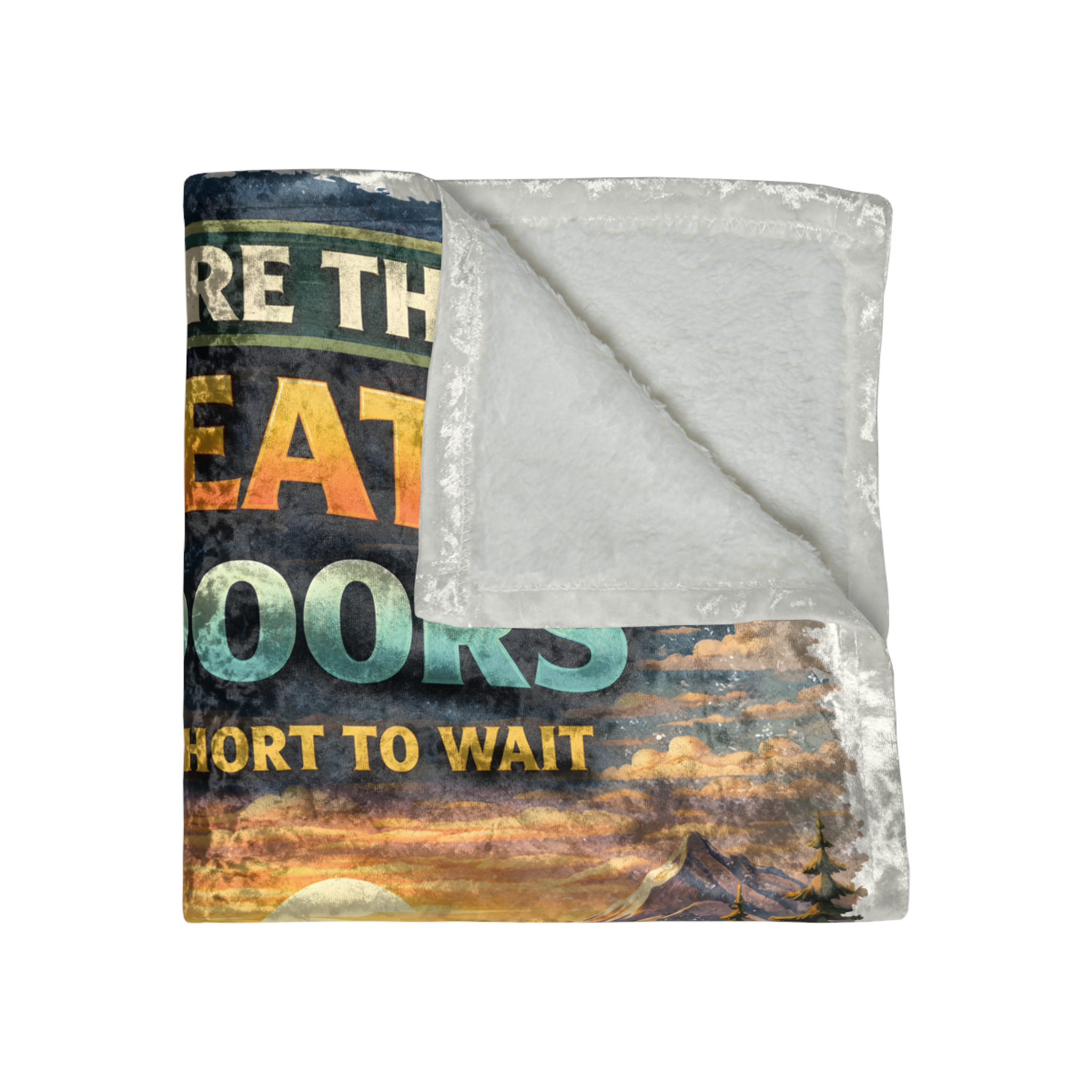 Crushed Velvet Blanket —"Explore The Great Outdoors" Design Scenic-Line (Campervan)