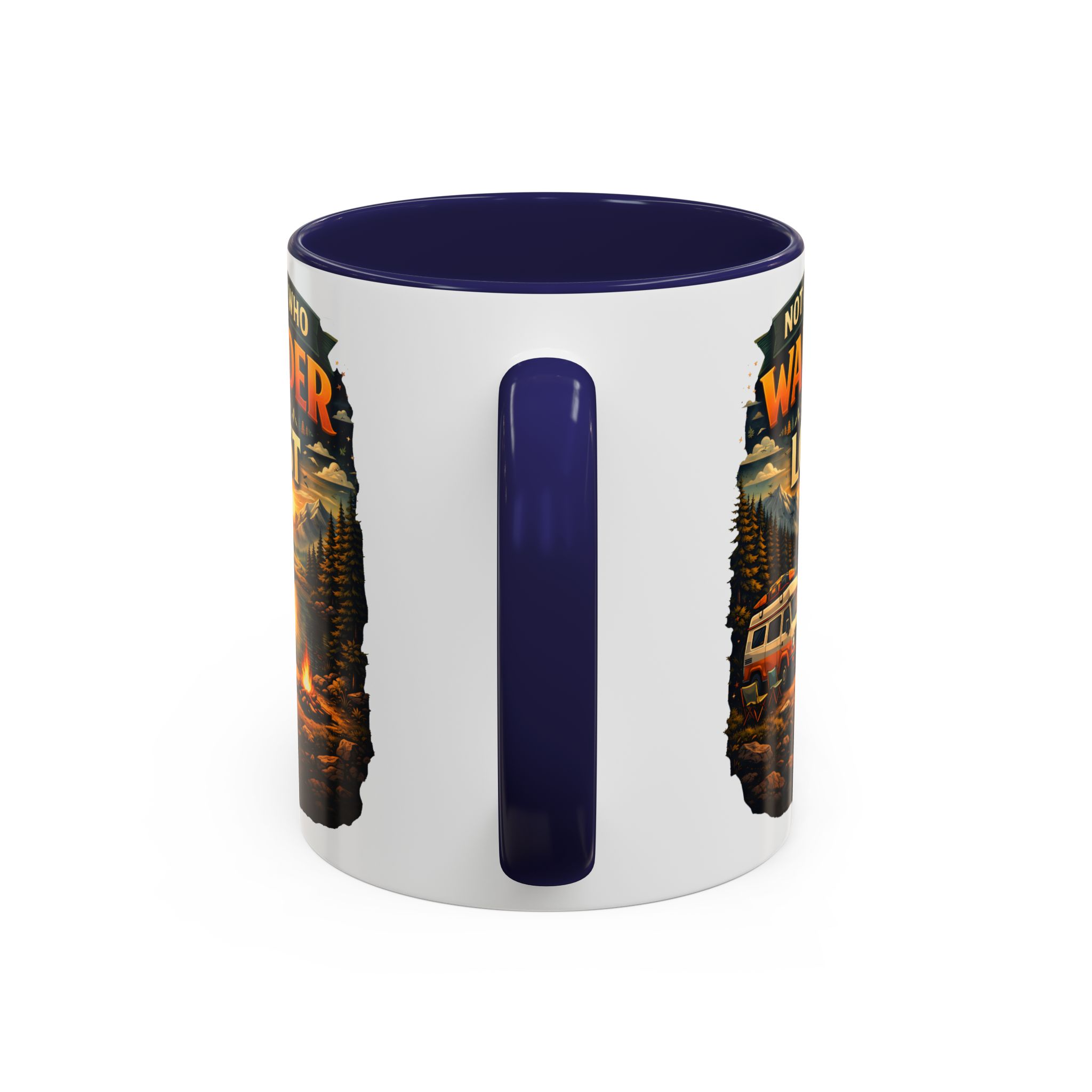 Accent Coffee Mug (11, 15oz) — "Not All Who Wander Are Lost" Design Scenic-Line