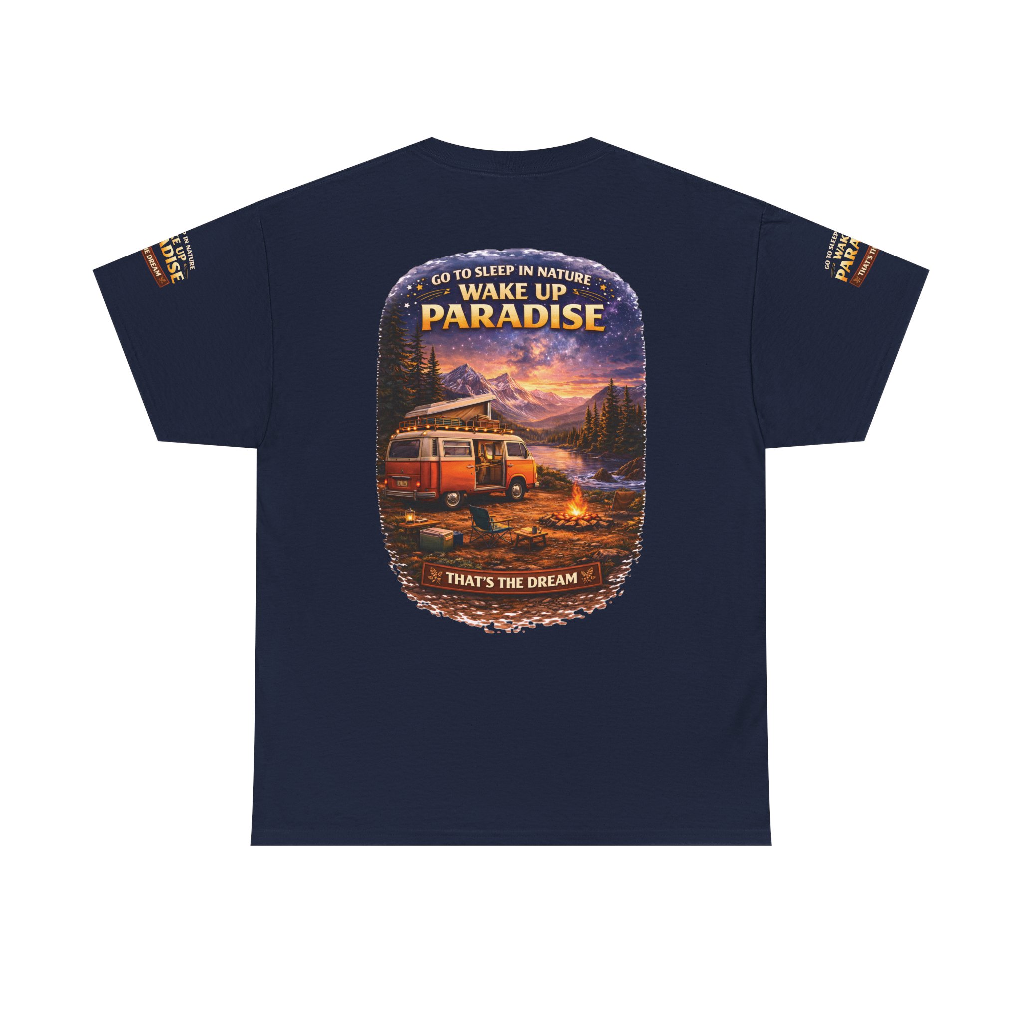 Unisex Heavy Cotton Tee — "Go To Sleep In Nature " Design Scenic-Line