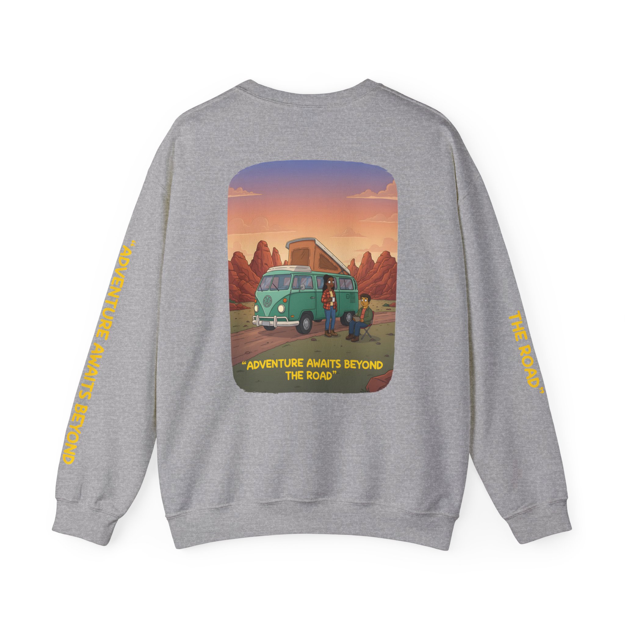 1224746122118805029_2048.jpeg Unisex Heavy Blend™ Crewneck Sweatshirt — "Adventure Awaits Beyond The Road" Design Sitcom-Line