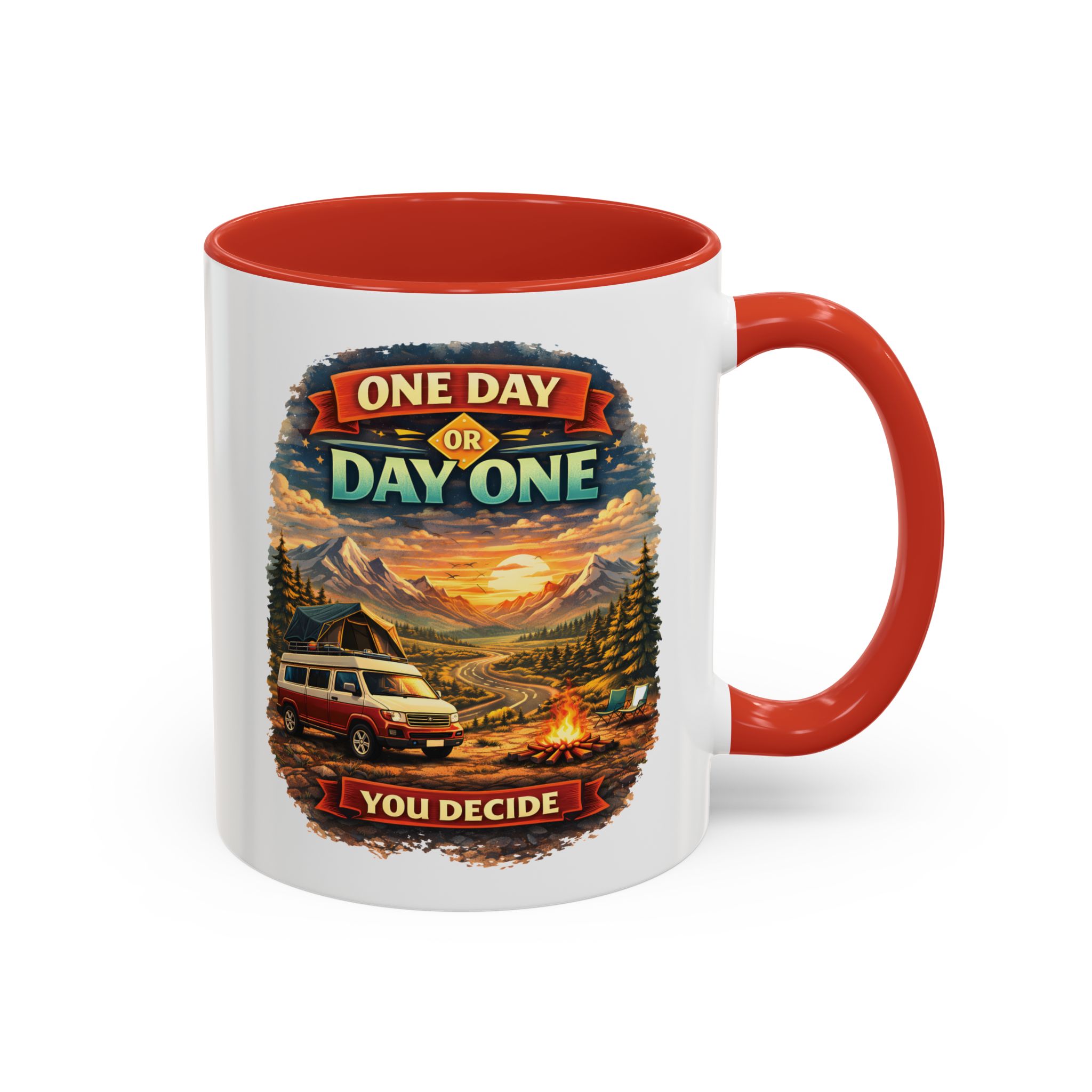 Accent Coffee Mug (11, 15oz) — "One Day Or Day One" Design Scenic-Line