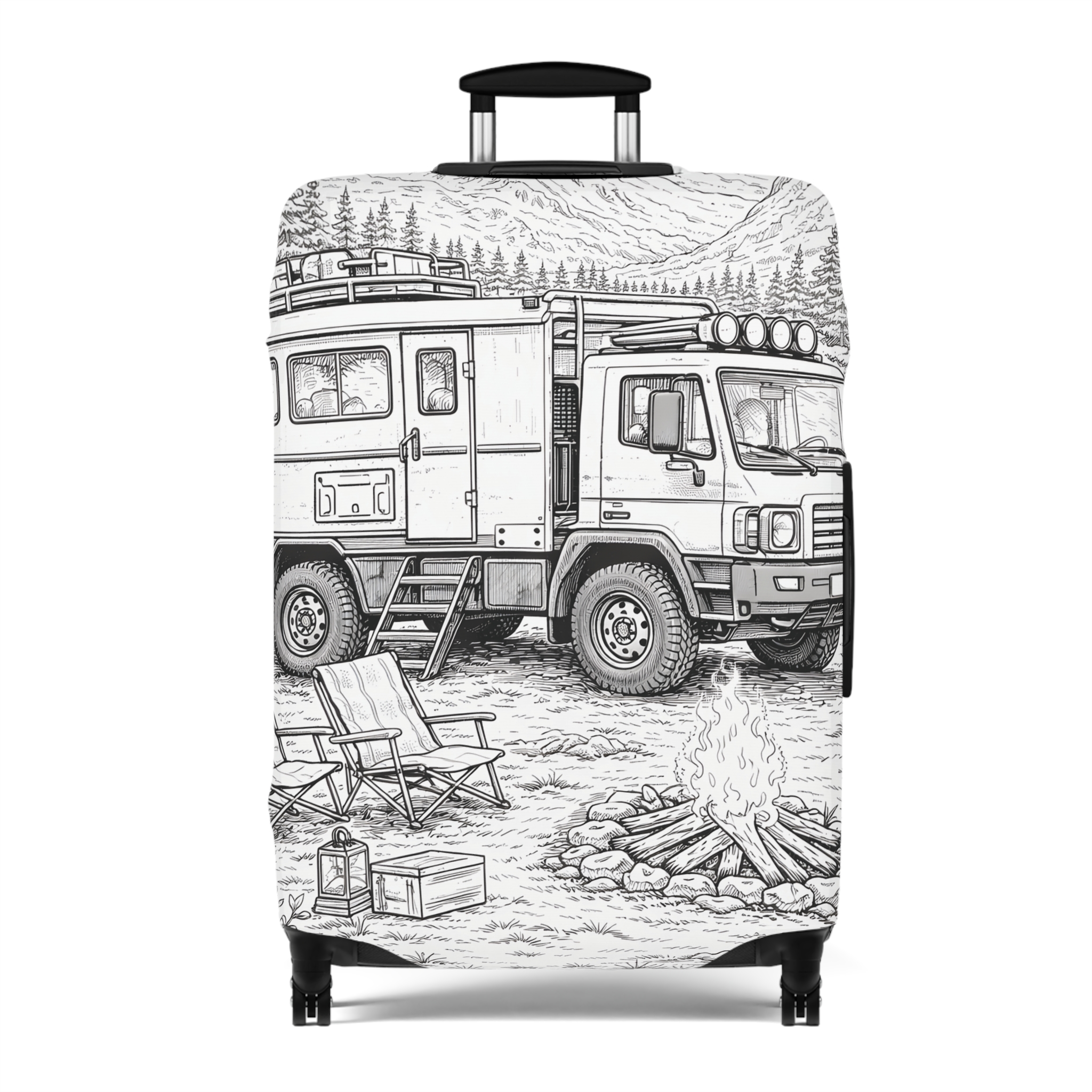 Luggage Cover — Adventure Camper Sketch Travel Suitcase