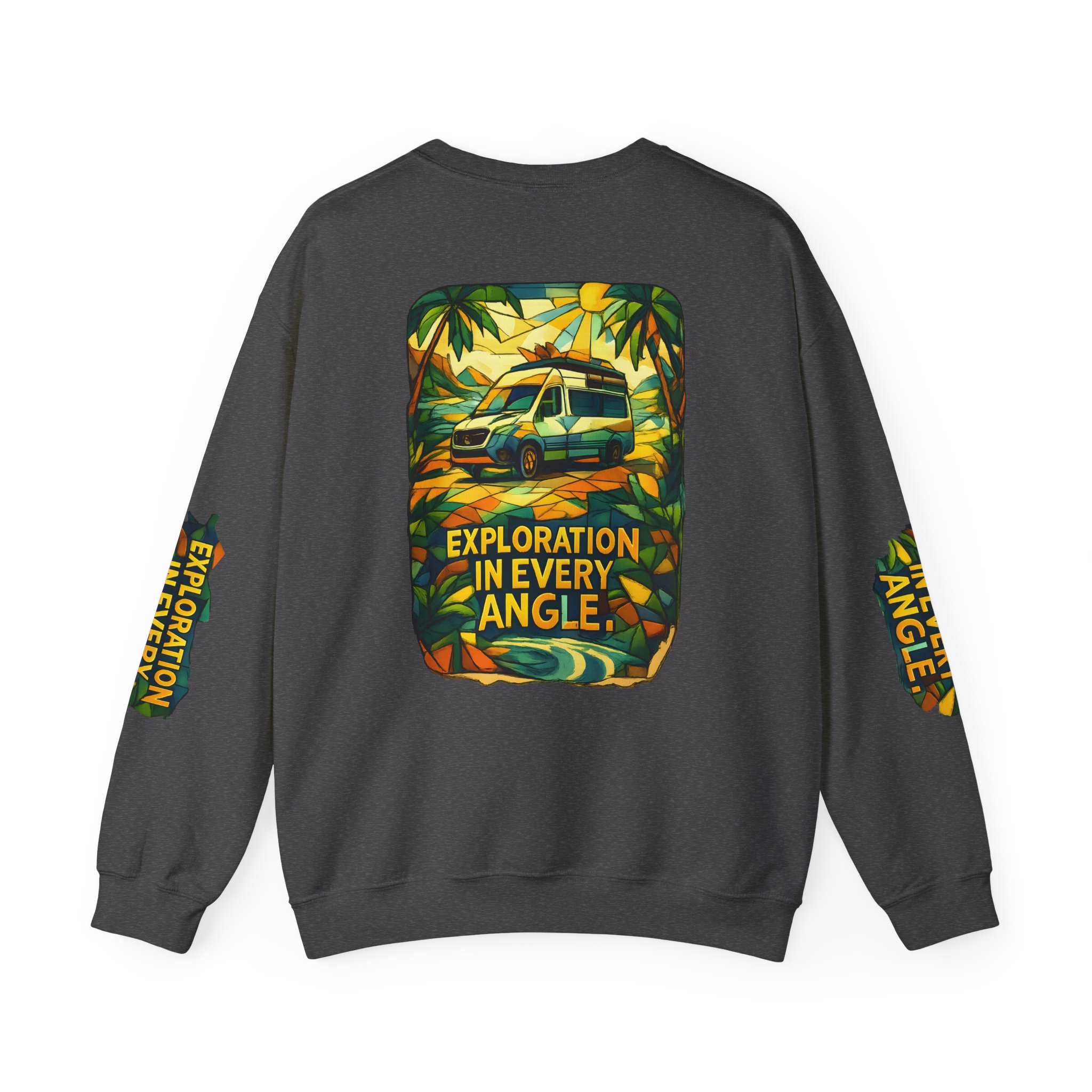 Unisex Heavy Blend™ Crewneck Sweatshirt — "Exploration In Every Angle" Design Cubic-Line