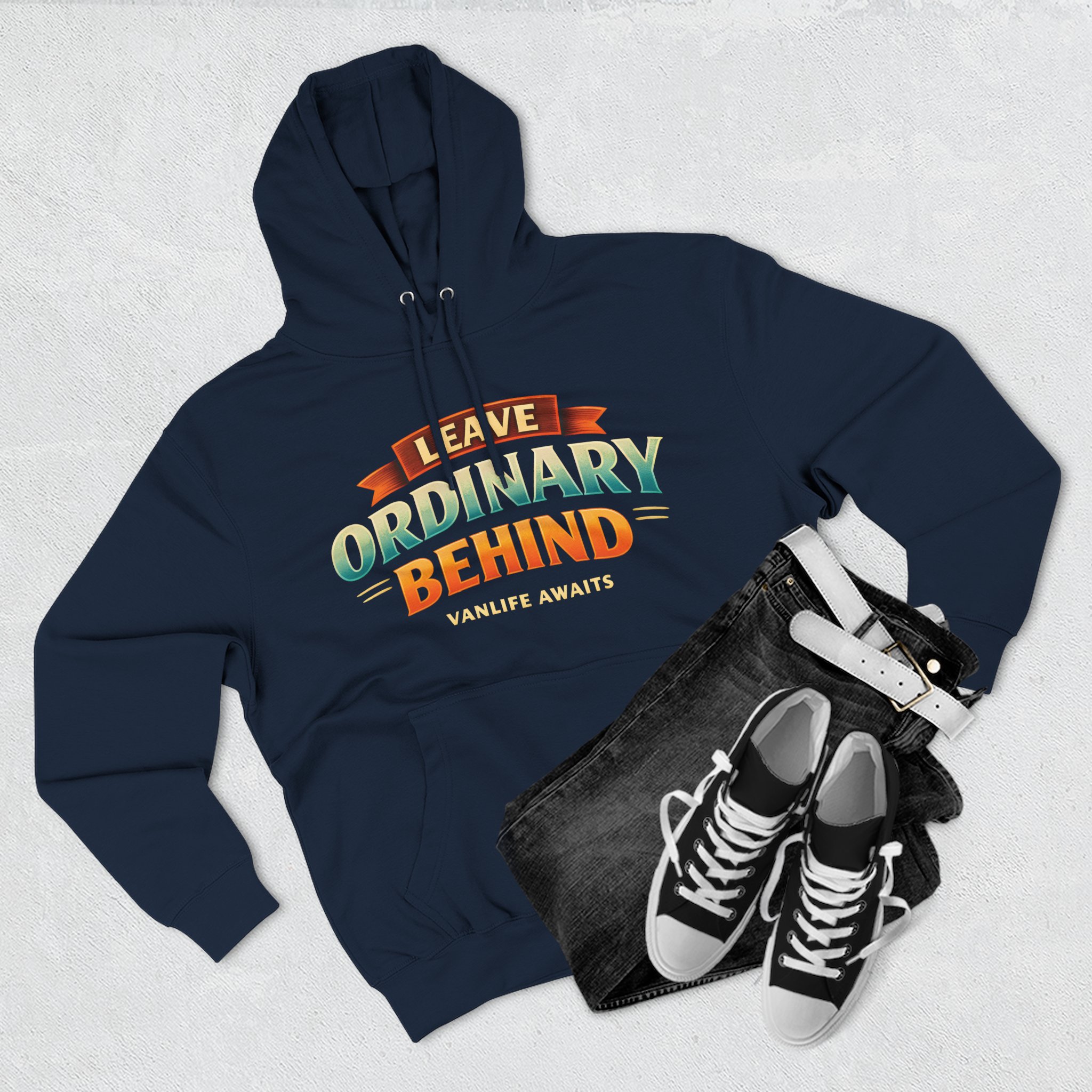 12253413583194378506_2048.jpeg Three-Panel Fleece Hoodie - "Leave Ordinary Behind" Design Scenic-Line