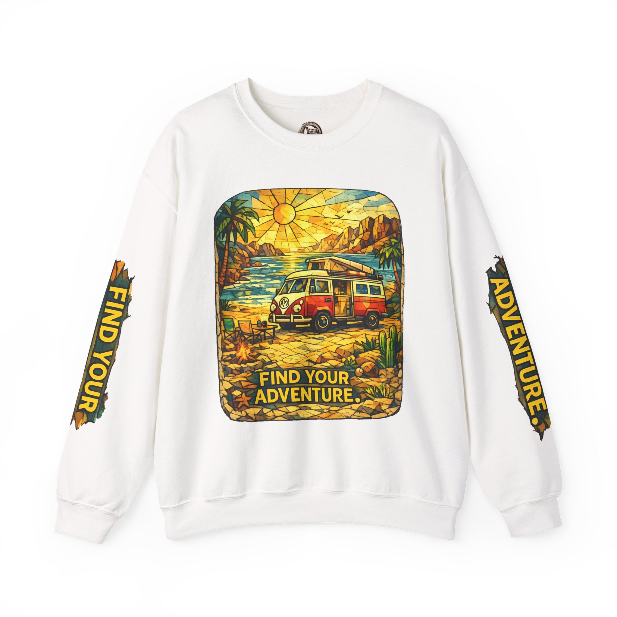 Unisex Heavy Blend™ Crewneck Sweatshirt — "Find Your Adventure" Design Cubic-Line