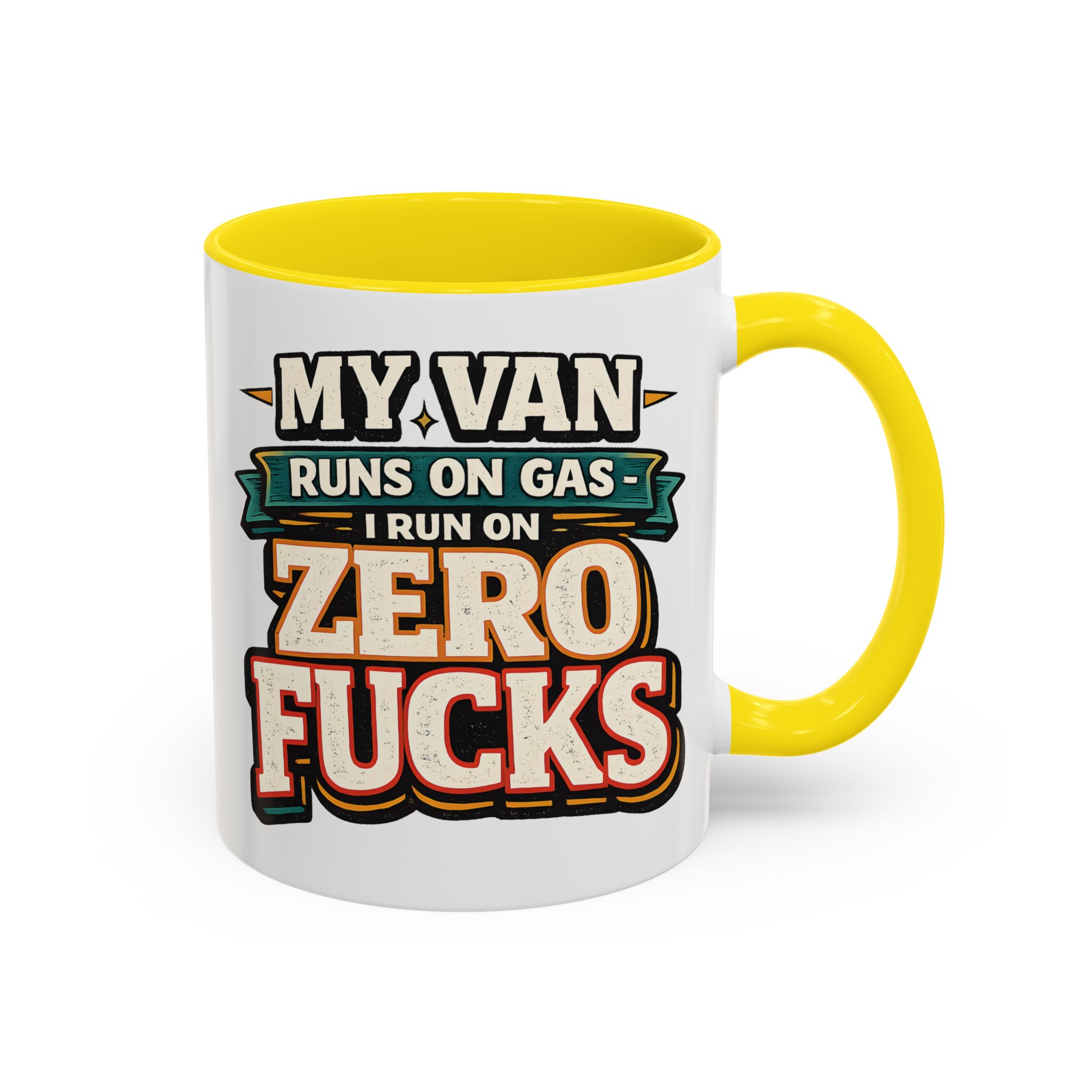 Accent Coffee Mug (11, 15oz) — "My Van Runs On Gas" Design F**K-Line