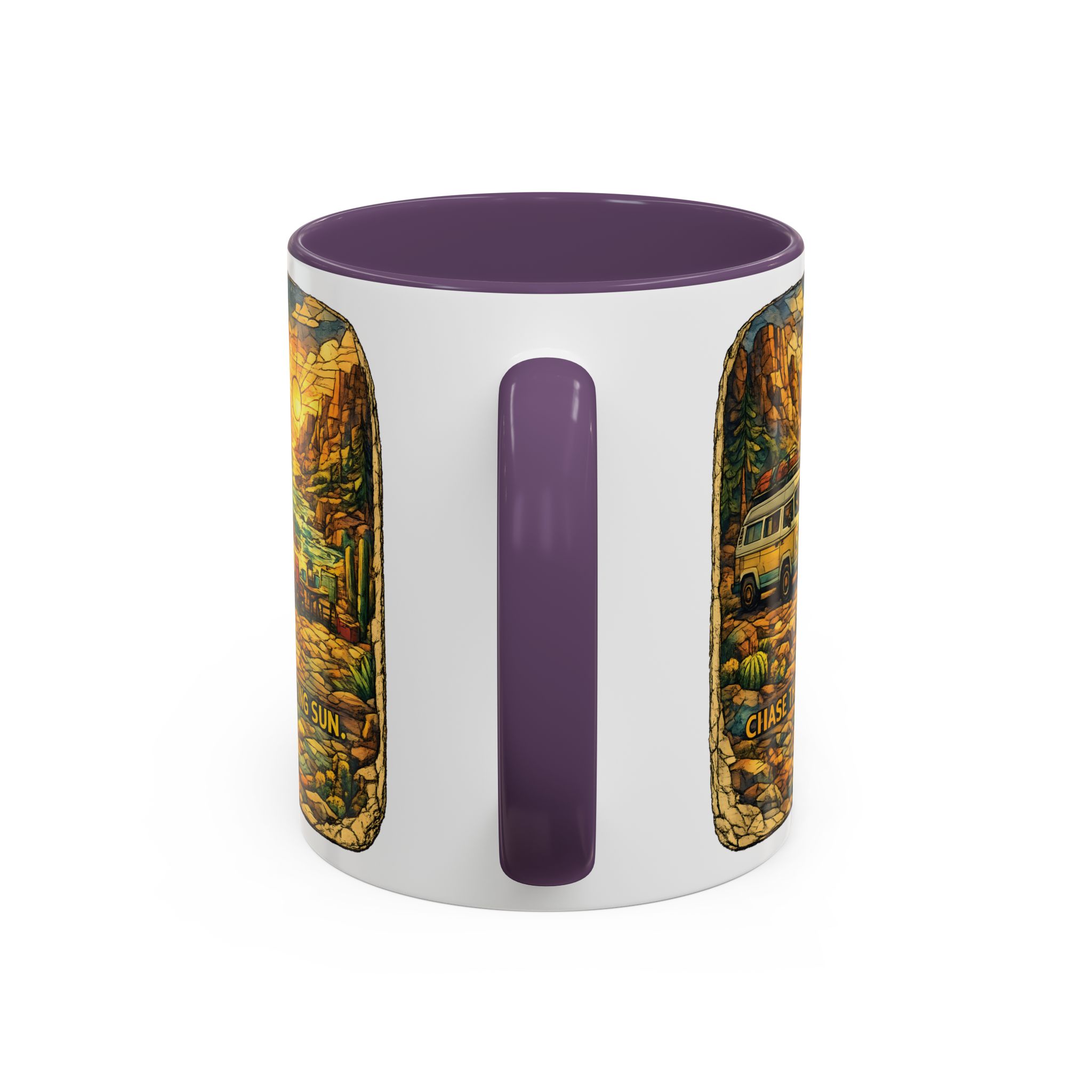 12258534730233281097_2048.jpeg Accent Coffee Mug (11, 15oz) — "Chase The Settings Sun" Design Cubic-Line