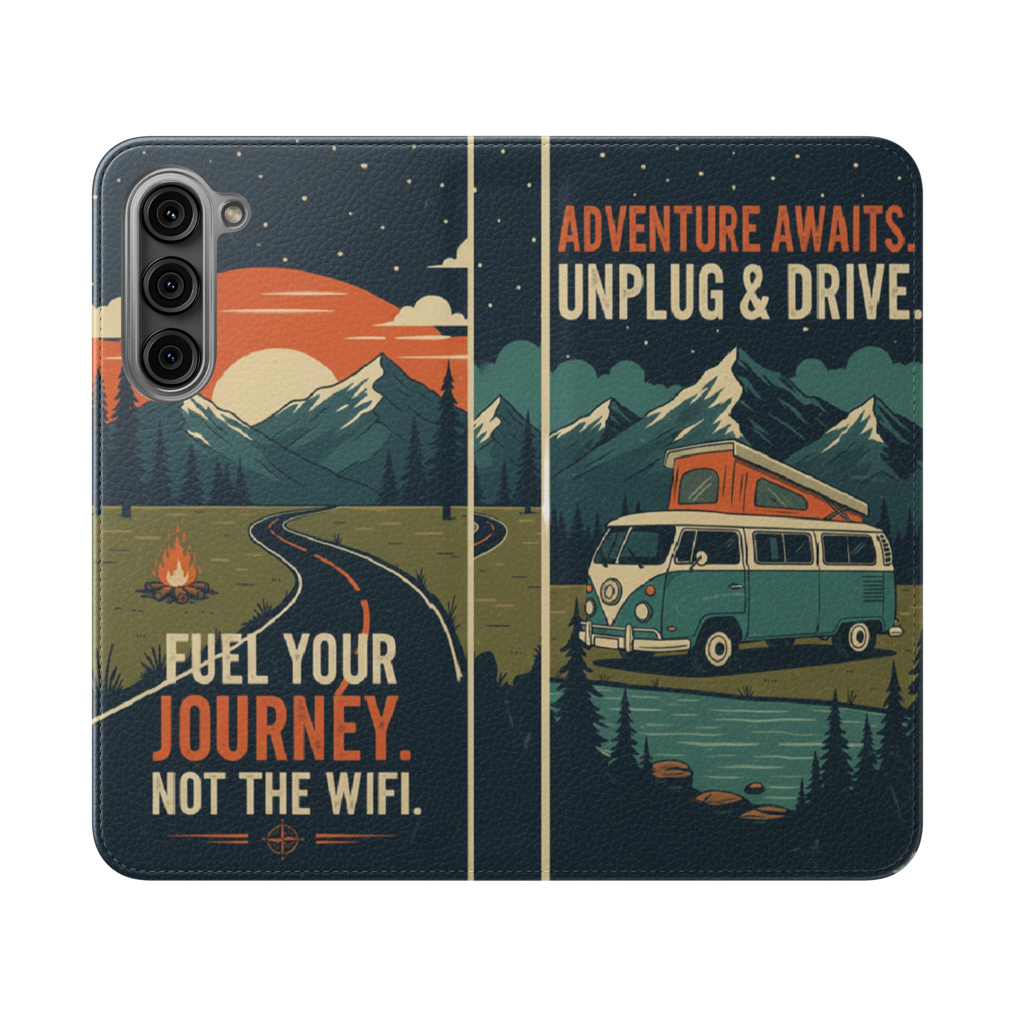 Flip Phone Case — "Fuel Your Journey, Not the Wifi" Wallet Cover