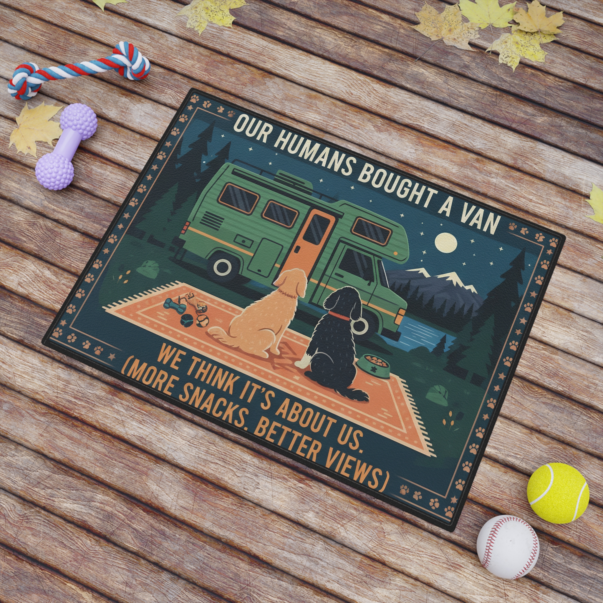 Pet Mat — "Our Humans Bought a Van" Camping Dog & Cat Travel Mat (18" x 24")