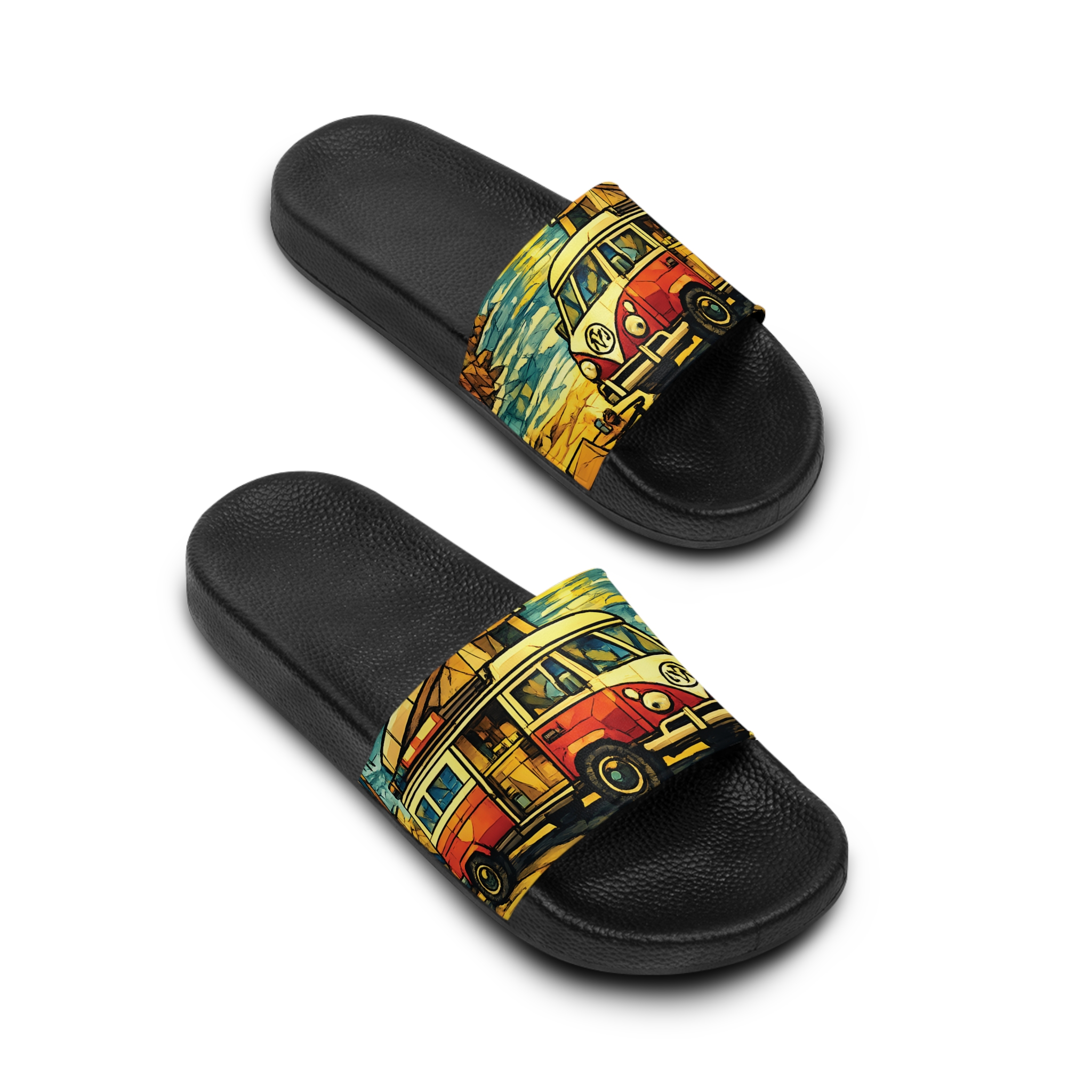Women's Slide Sandals - Retro VW Camper Slides (Cubic-Line)