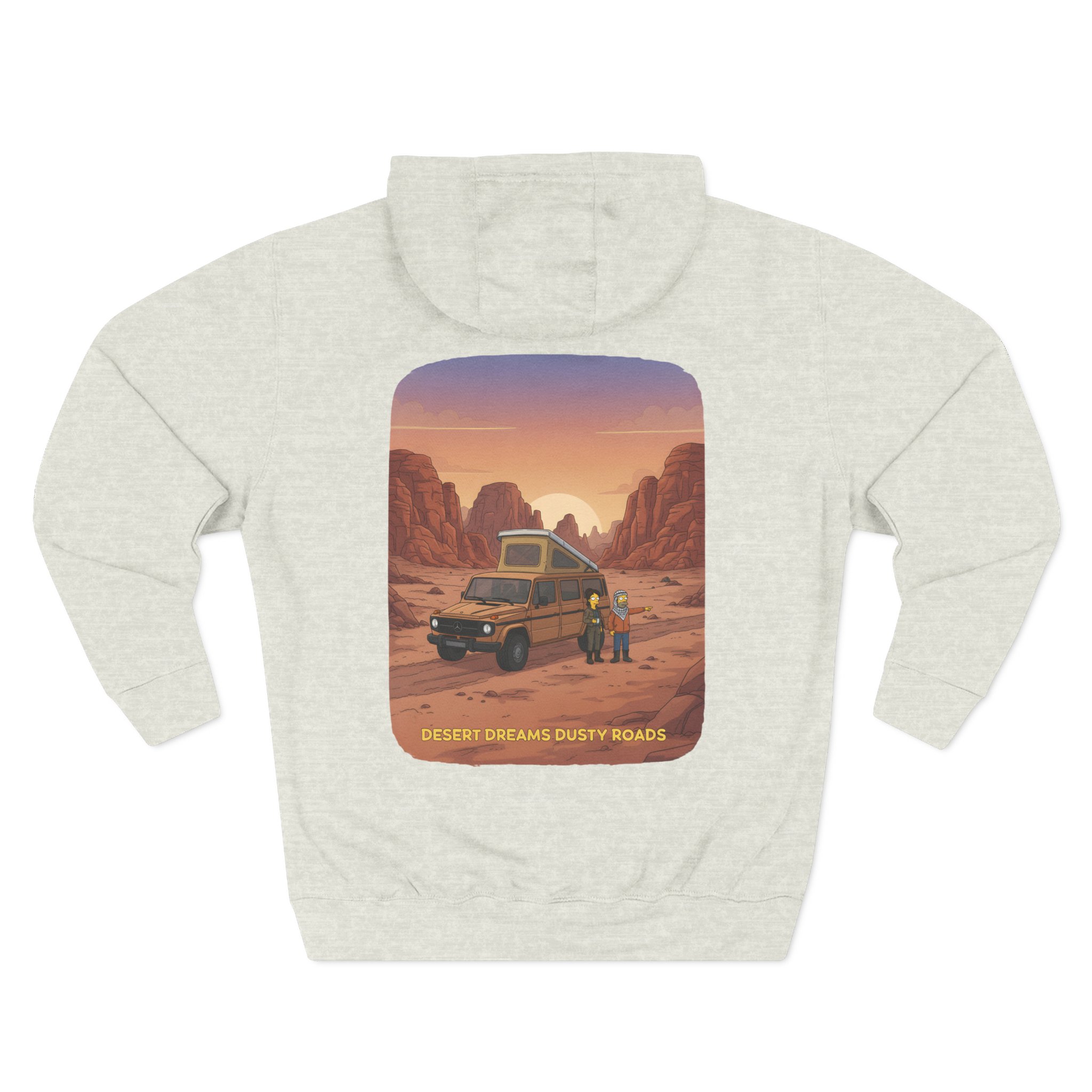 Three-Panel Fleece Hoodie - "Desert Dreams Dusty Roads" Design Sitcom-Line