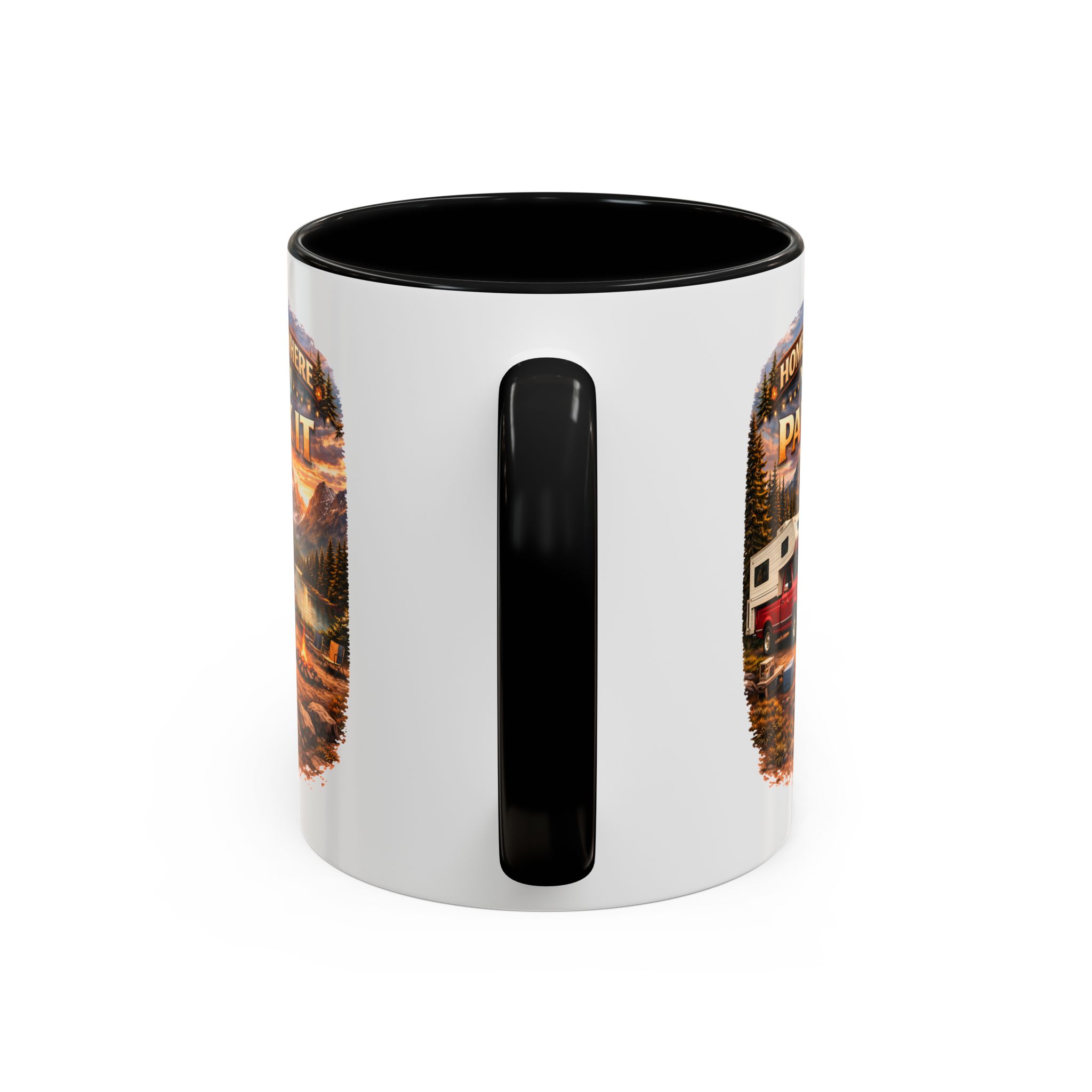 Accent Coffee Mug (11, 15oz) — "Home Is Where You Park It" Design Scenic-Line