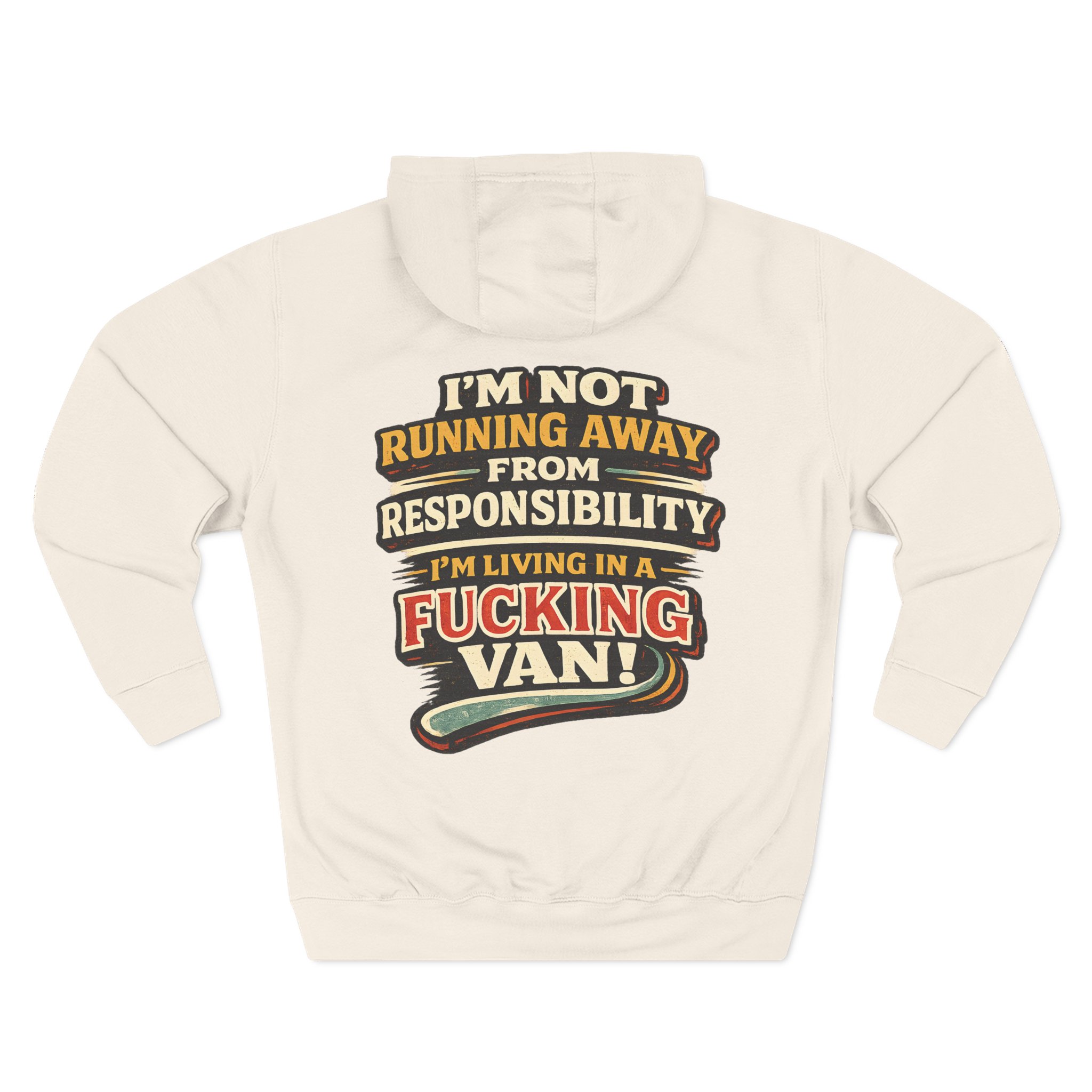 Three-Panel Fleece Hoodie - "I`m Not running Away" Design F**K-Line