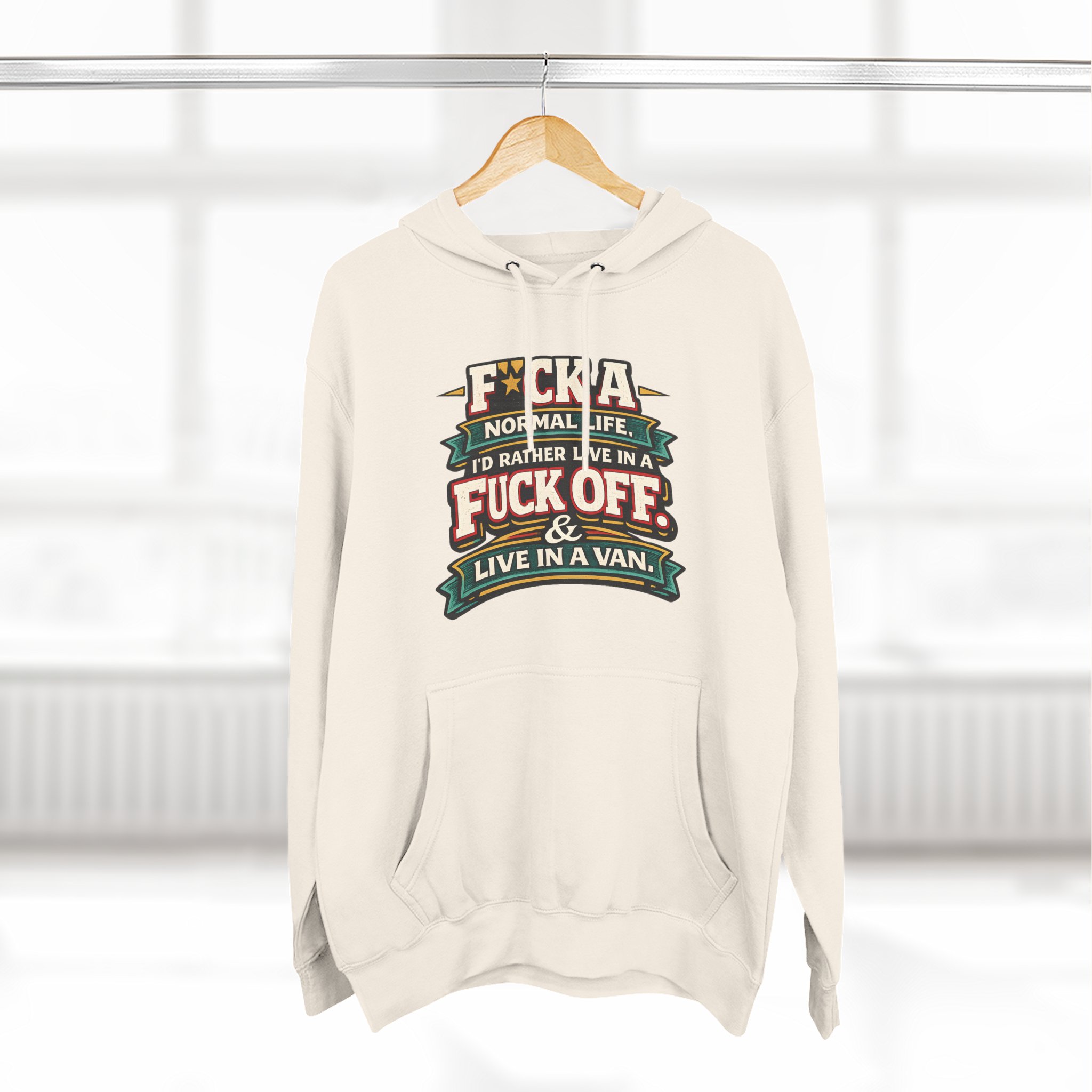 12267485575788728734_2048.jpeg Three-Panel Fleece Hoodie - "Fuck A Normal Life" Design F**K-Line
