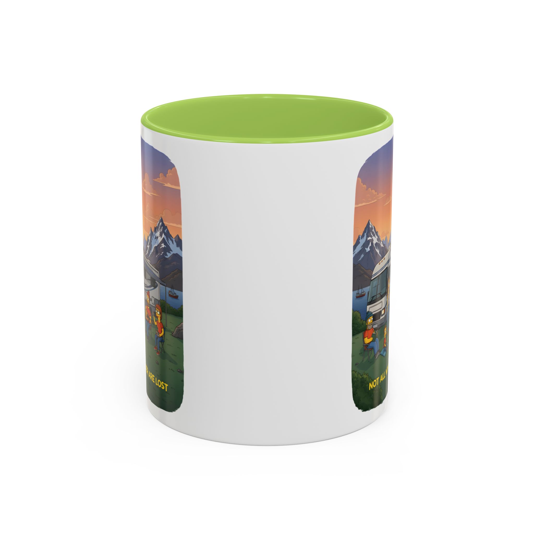 Accent Coffee Mug (11, 15oz) — "Not All Who Wander Are Lost" Design Sitcom-Line