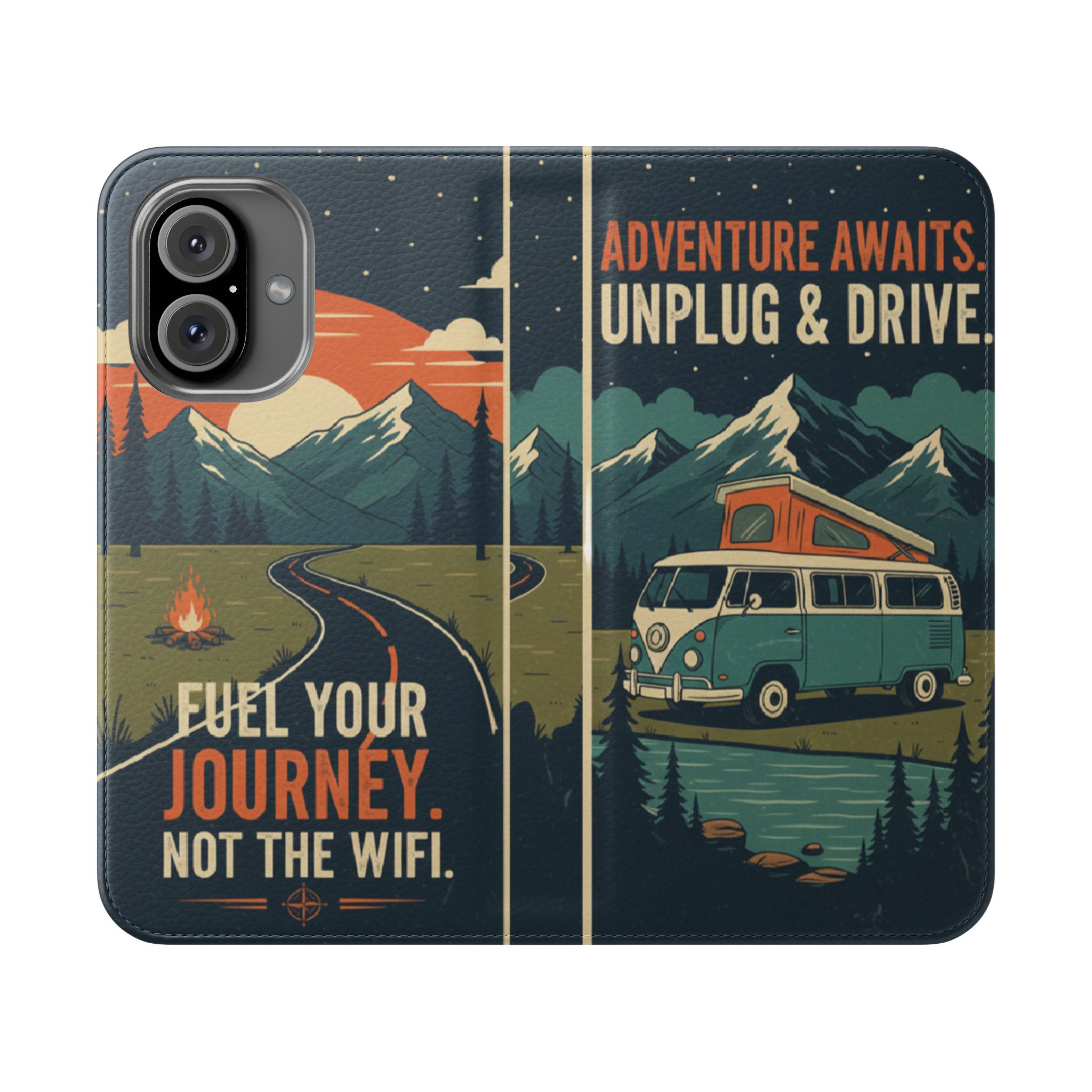 Flip Phone Case — "Fuel Your Journey, Not the Wifi" Wallet Cover