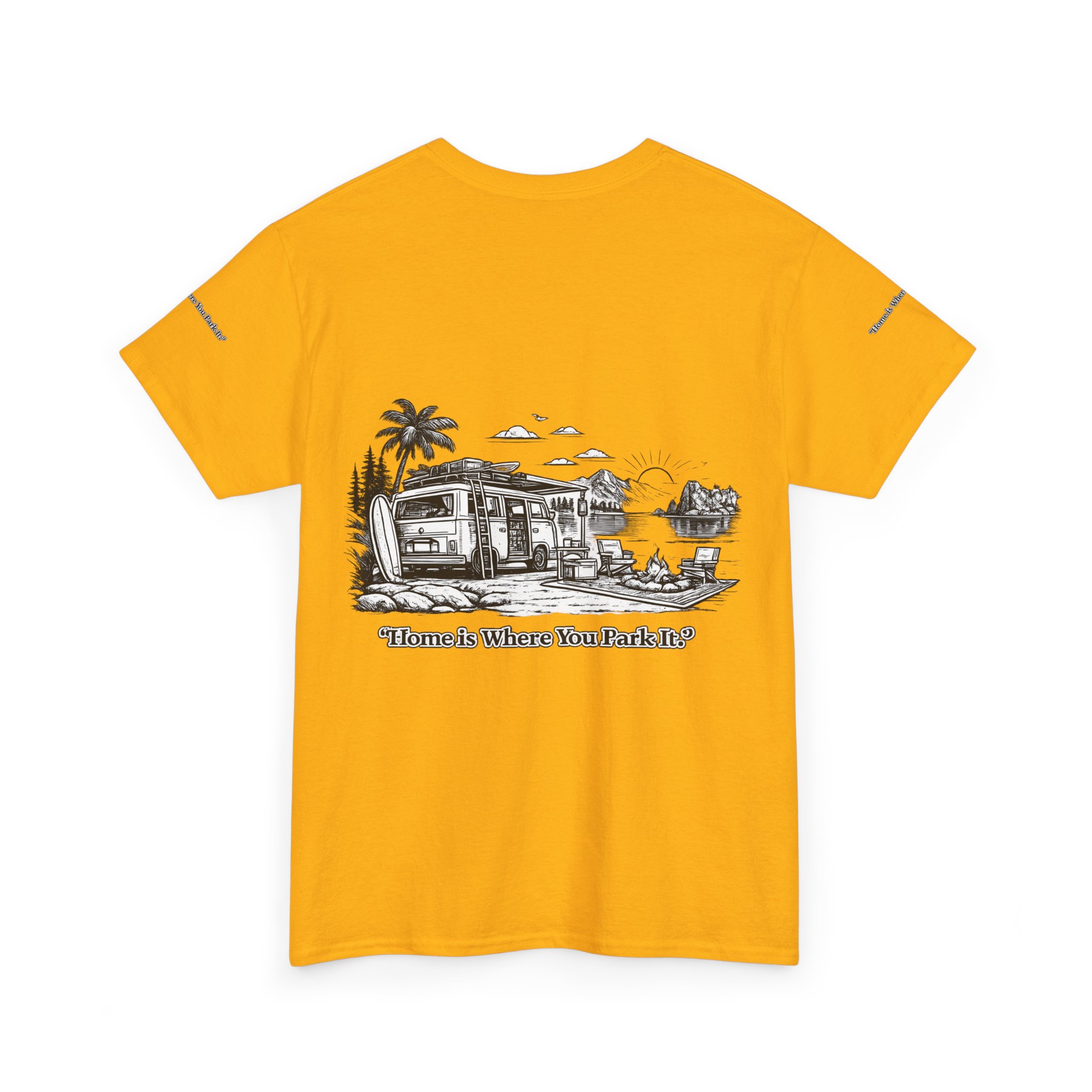 12275576734860306722_2048.jpeg Unisex Heavy Cotton Tee — "Home Is Where You Park It" Design Minimal-Line