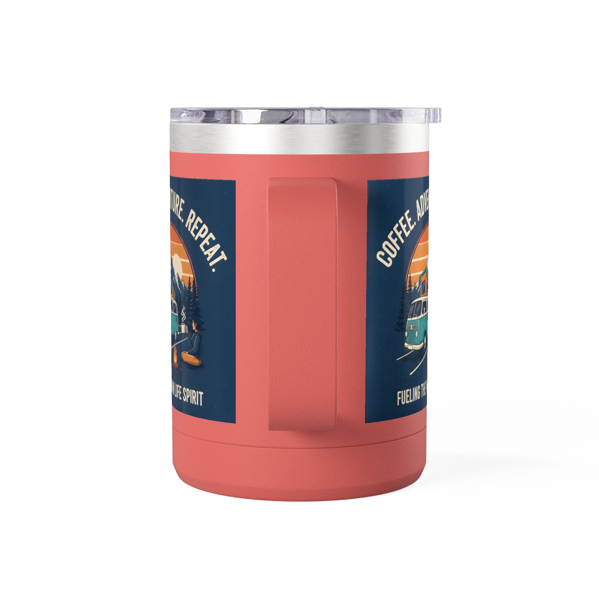 Coffee Mug Tumbler, 15oz — “Coffee. Adventure. Repeat.”