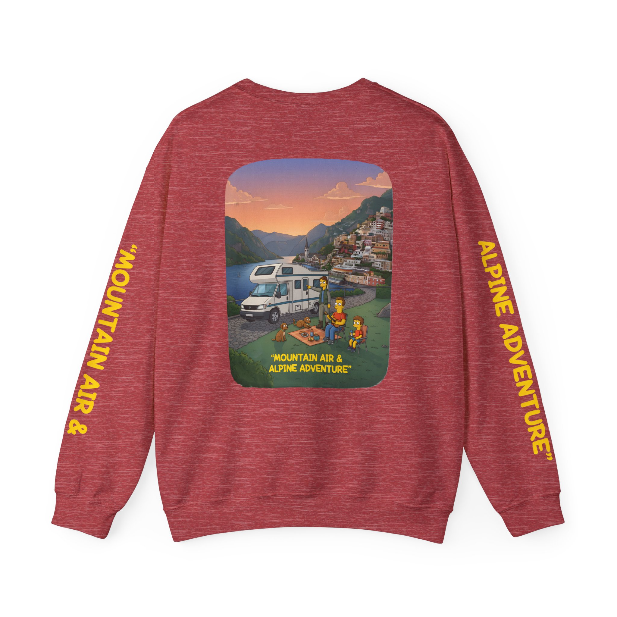 Unisex Heavy Blend™ Crewneck Sweatshirt — "Mountain Air-Alpine Adventure" Design Sitcom-Line