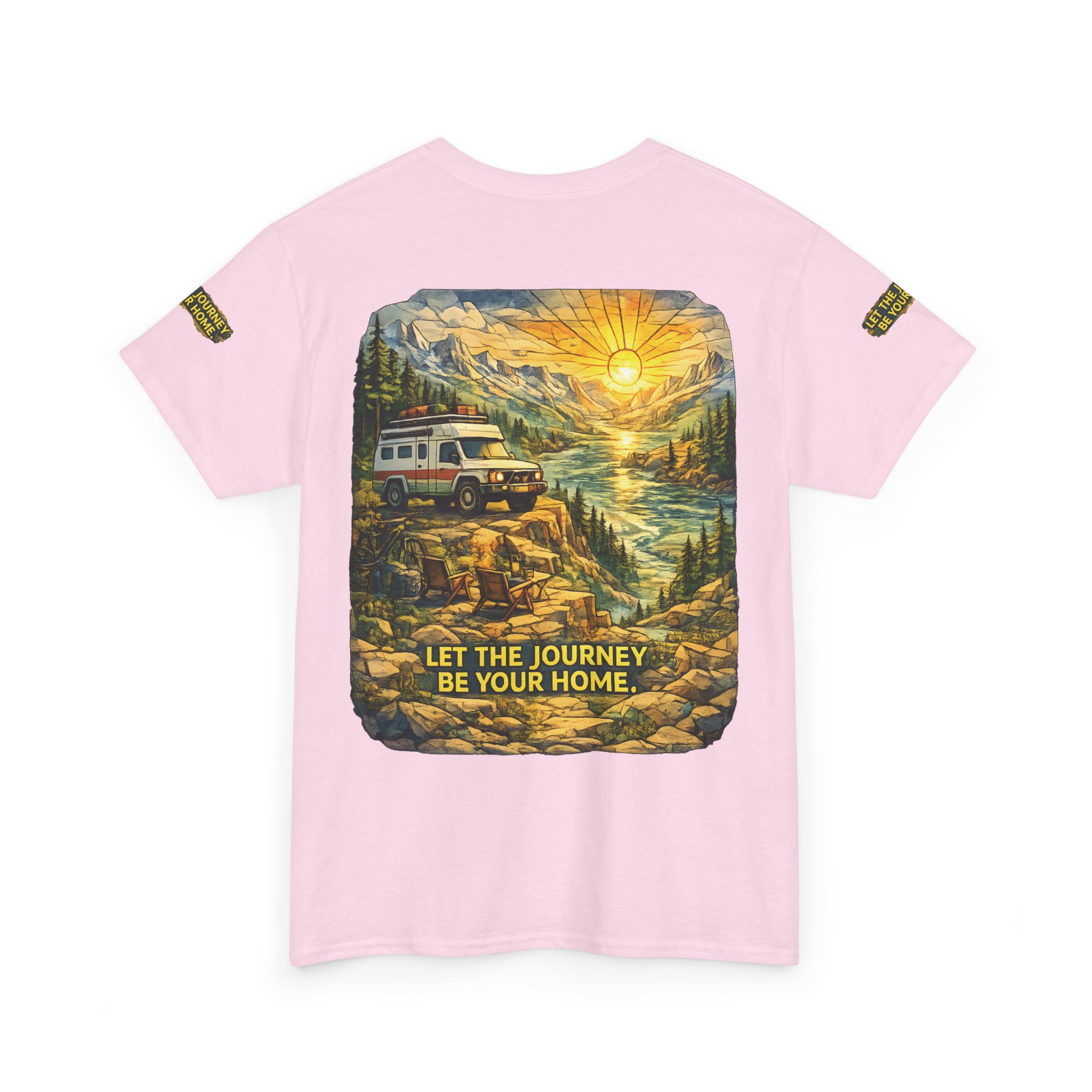12280101706093825943_2048.jpeg Unisex Heavy Cotton Tee — "Let The Journey Be Your Home" Design Cubic-Line