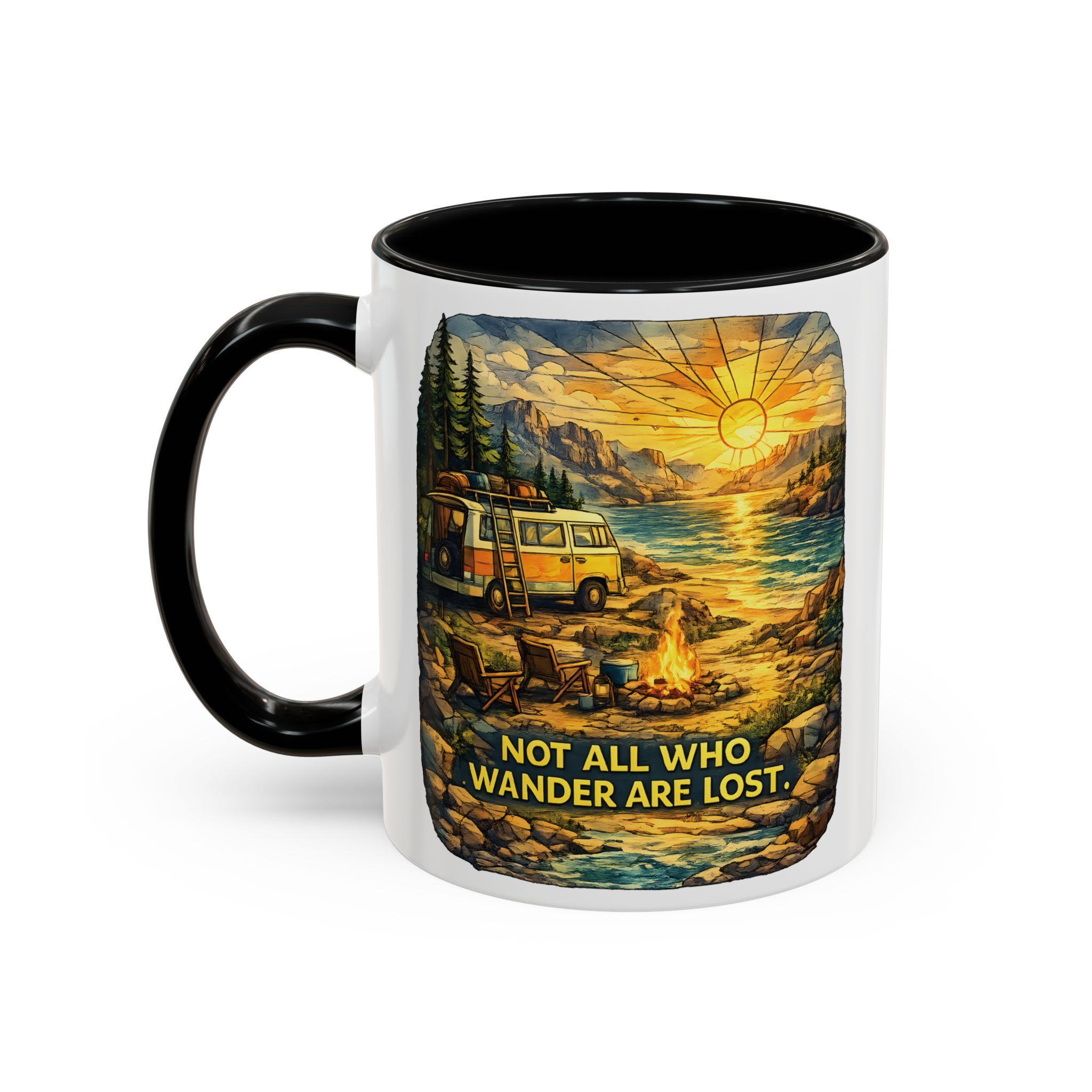 12280898117644644953_2048.jpeg Accent Coffee Mug (11, 15oz) — "Not All Who Wander Are Lost" Design Cubic-Line
