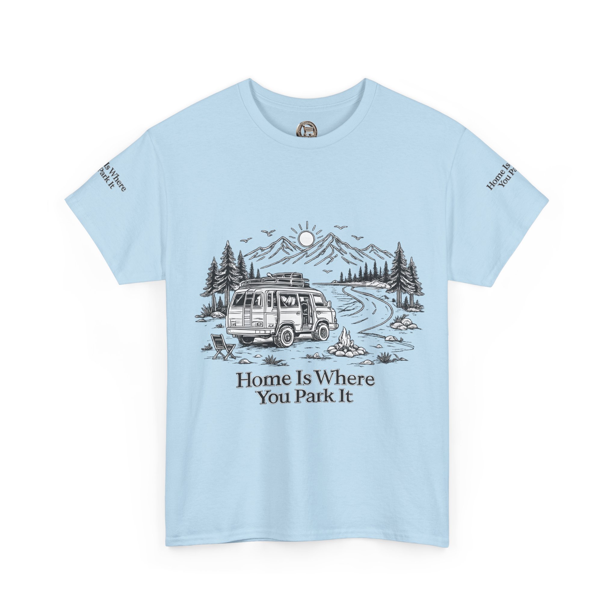 Unisex Heavy Cotton Tee — "Home Is Where You Park It" Design Minimal-Line