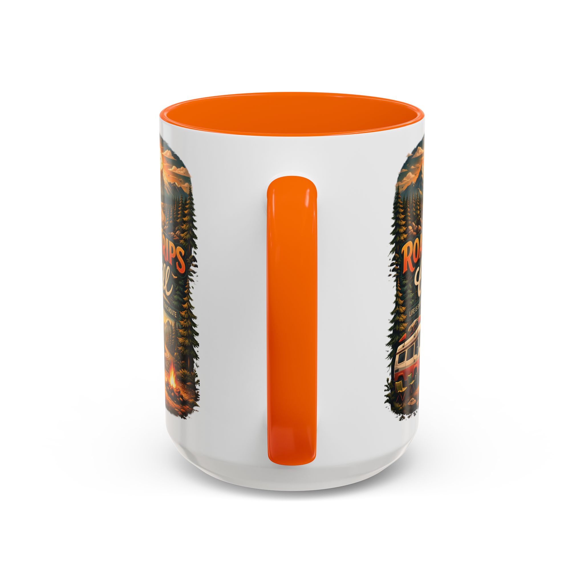 Accent Coffee Mug (11, 15oz) — "Road Trips & Chill" Design Scenic-Line