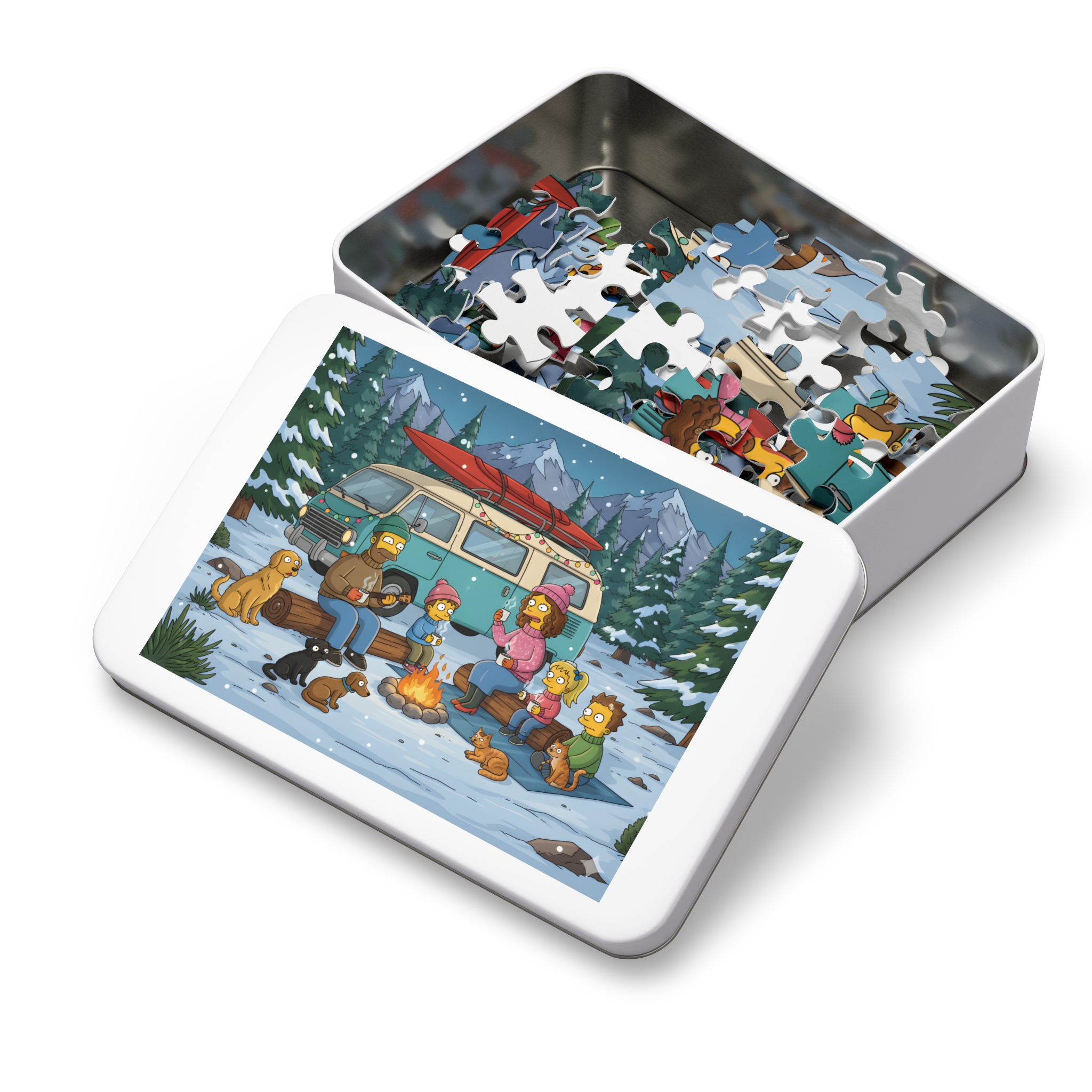 Jigsaw Puzzle with Tin — Scenic Jigsaw for Cozy Holidays