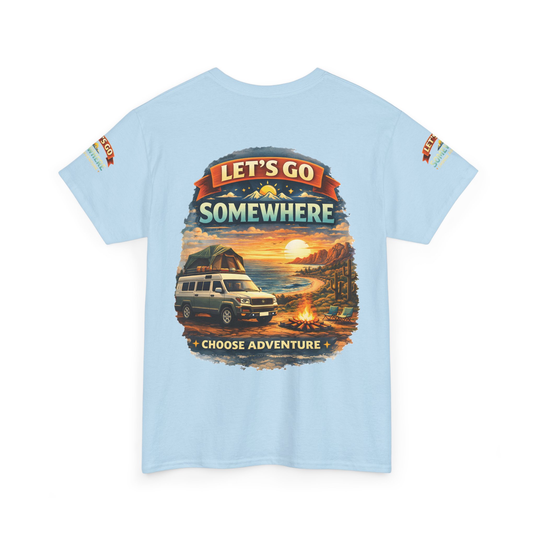 Unisex Heavy Cotton Tee — "Lets Go Somewhere" Design Scenic-Line