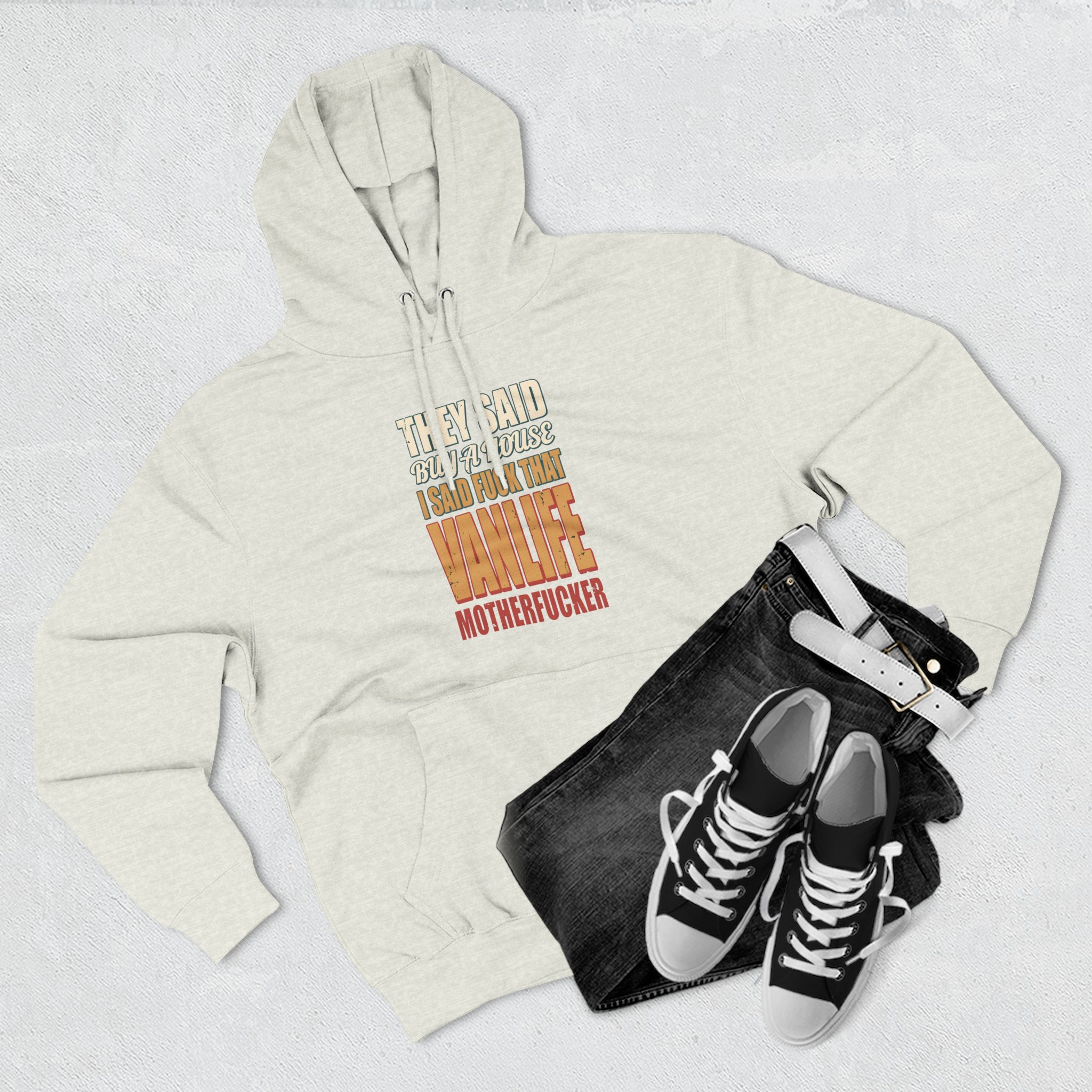 12304609223285676432_2048.jpeg Three-Panel Fleece Hoodie - "They Said Buy A House" Design F**K-Line