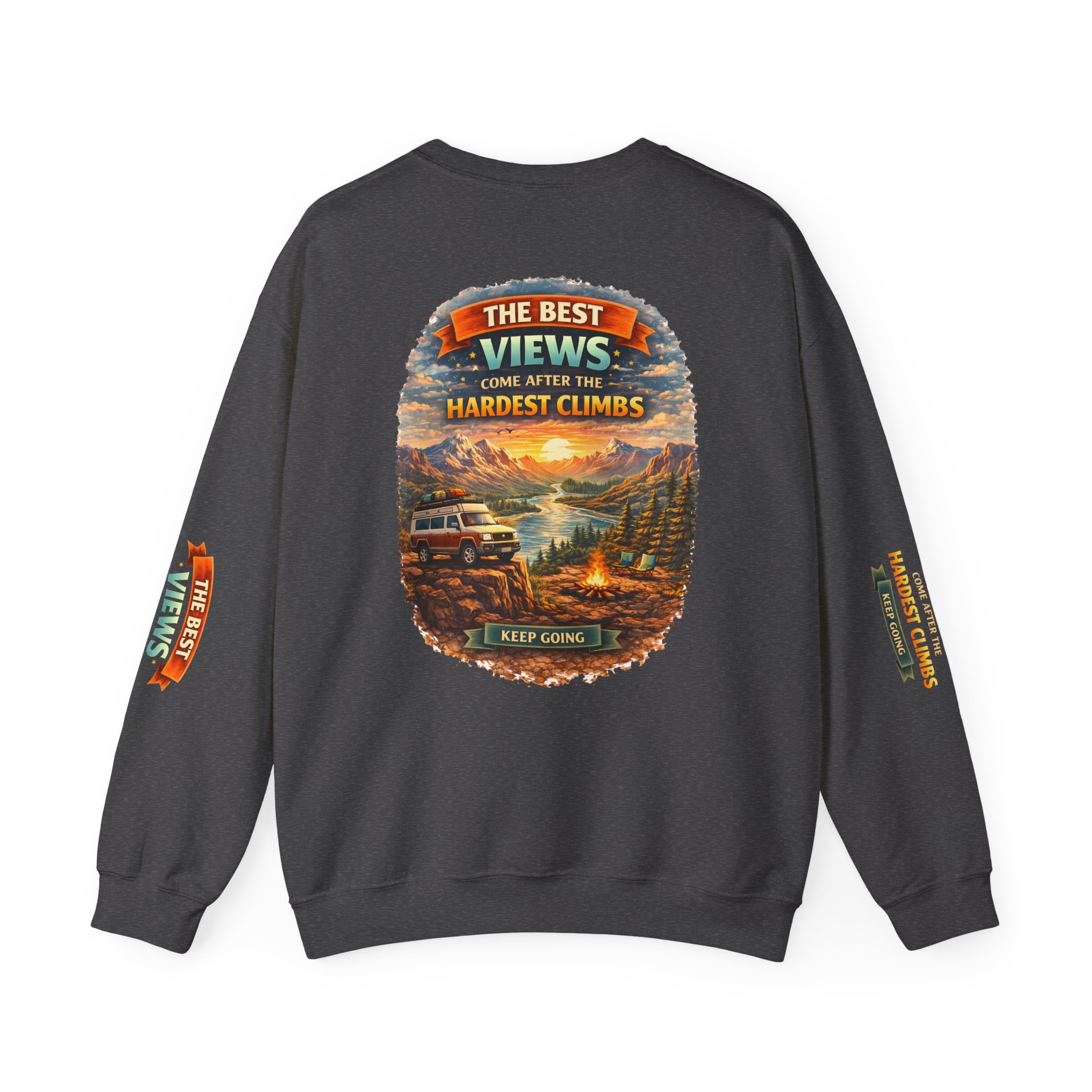 Unisex Heavy Blend™ Crewneck Sweatshirt — "The Best Views" Design Scenic-Line