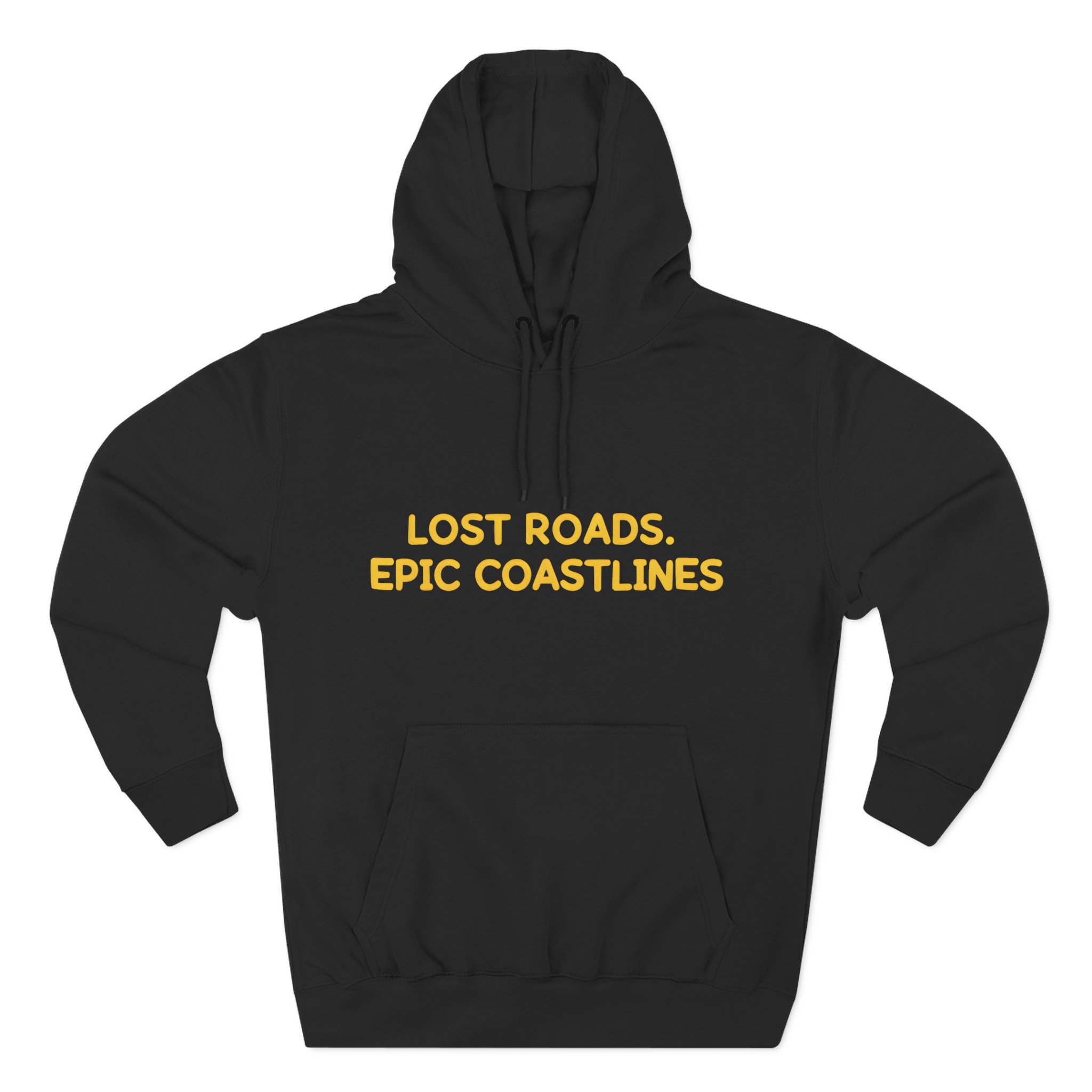 Three-Panel Fleece Hoodie - "Lost Roads Epic Coastlines" Design Sitcom-Line