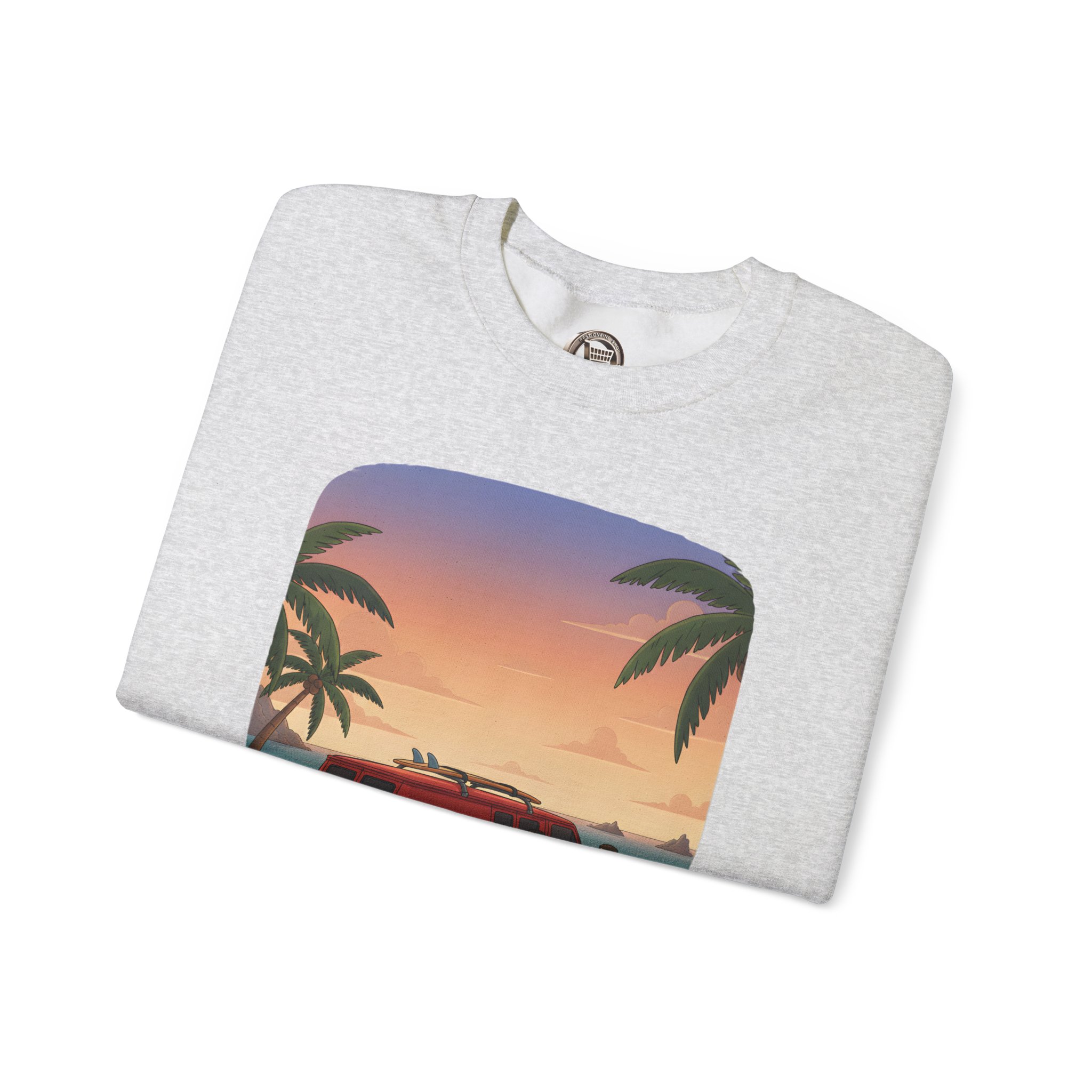 Unisex Heavy Blend™ Crewneck Sweatshirt — "Ocean Air Salty Hair Van Life" Design Sitcom-Line