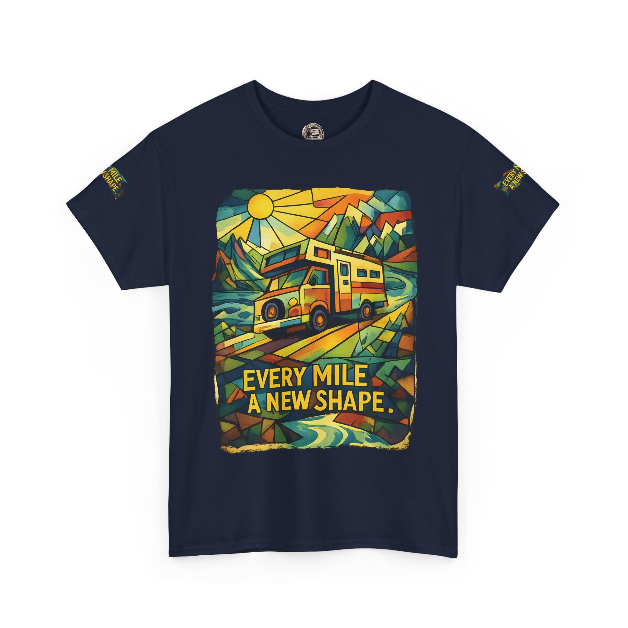 Unisex Heavy Cotton Tee — "Every Mile A New Shape" Design Cubic-Line